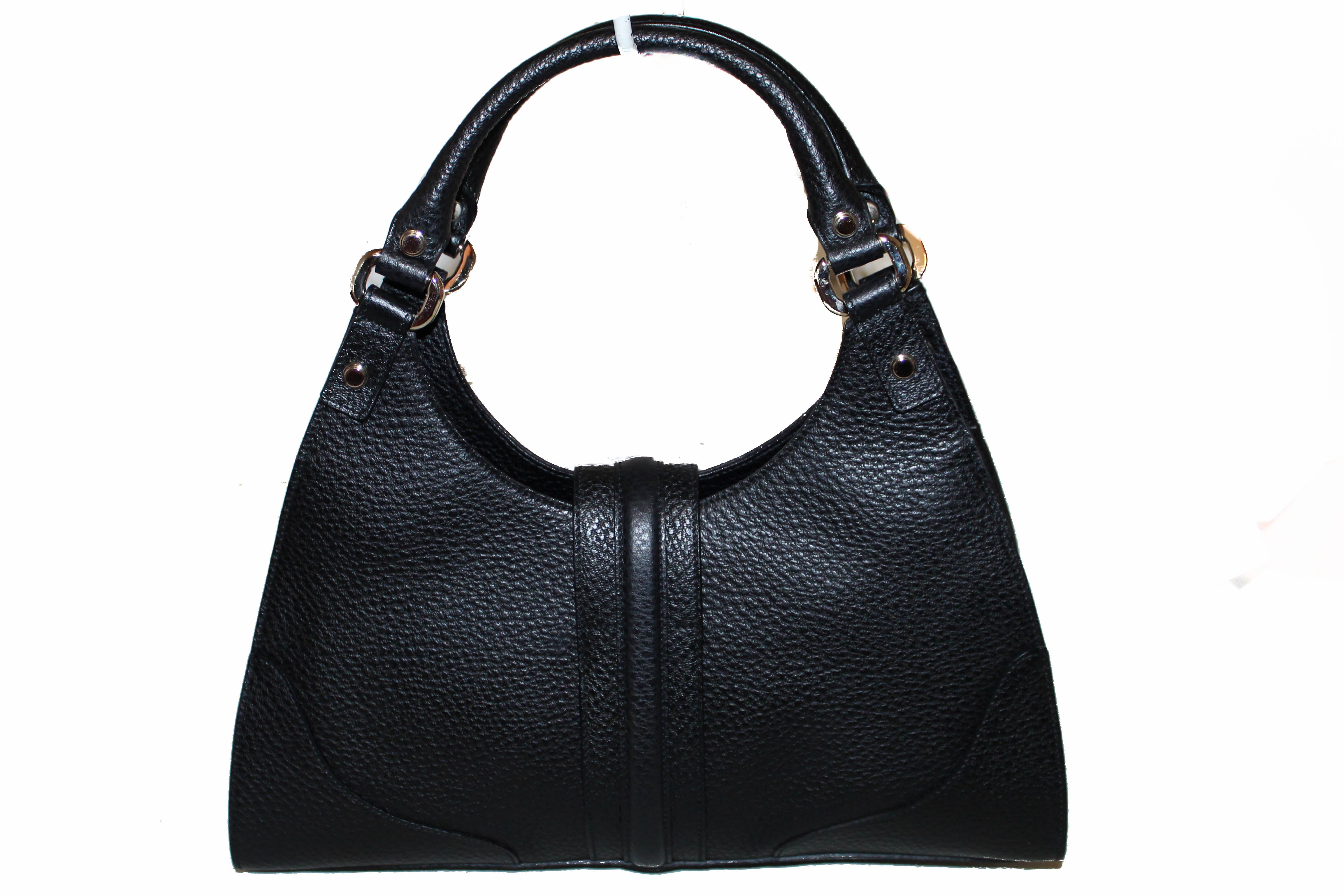 Authentic Gucci Black Pebbled Leather Small Tote Bag for Women - Luxury Designer Handbag for Work, Travel & Everyday Use