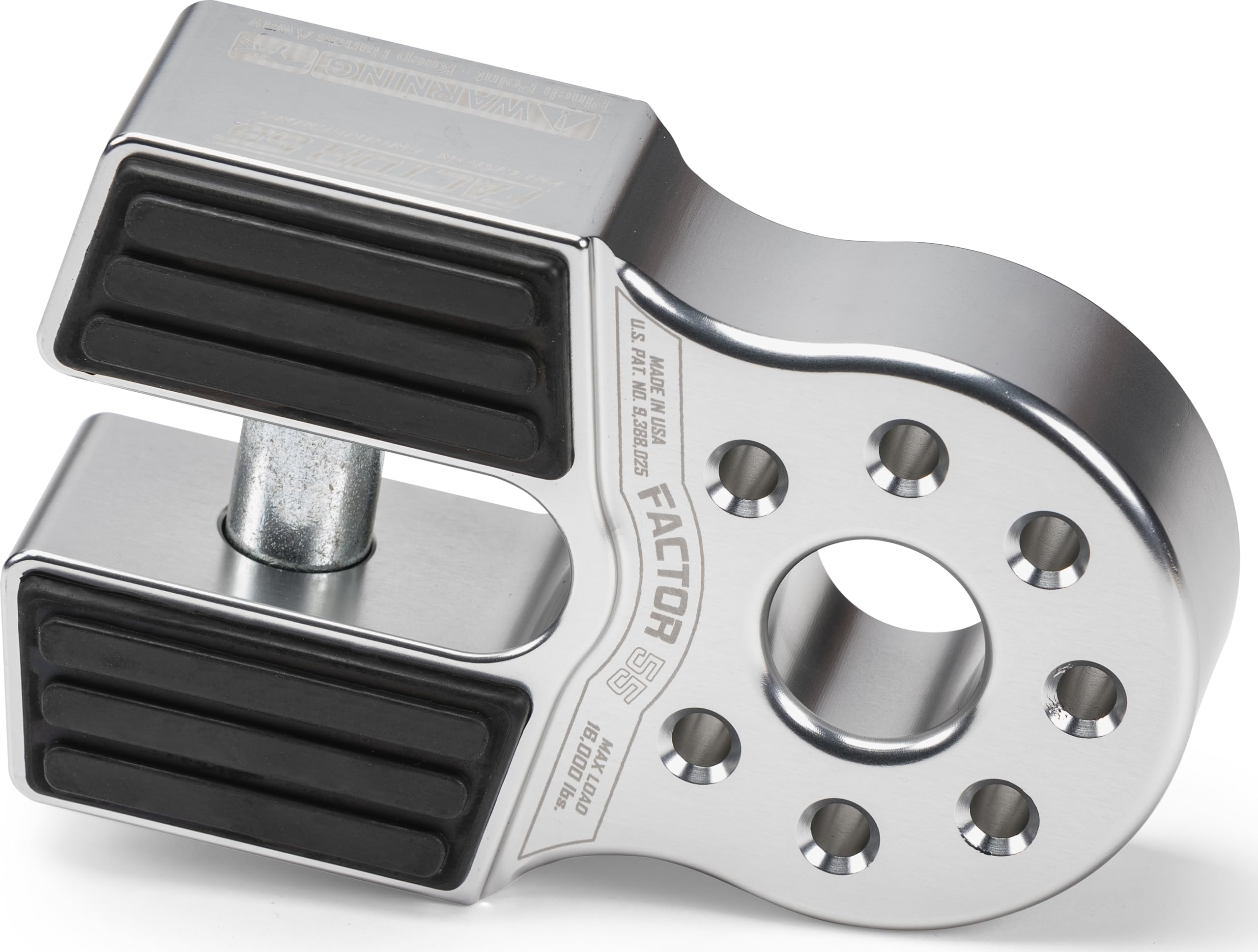 Factor 55 Flatlink Winch Shackle Mount - Heavy Duty 6,000 lbs Capacity for Steel & Synthetic Ropes - Silver (Perfect for Off-Road Recovery, Jeep Wrangler & Truck Winching)