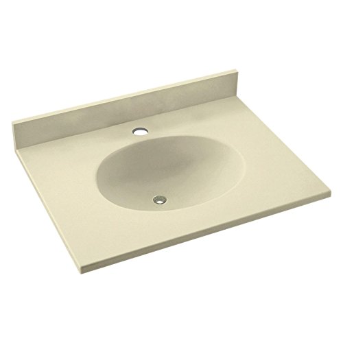 Swan VT01719.051 Ellipse Solid Surface Single-Bowl Vanity Top, 19x17x5 Inches, Tahiti Sand – Perfect for Small Bathrooms and Powder Rooms