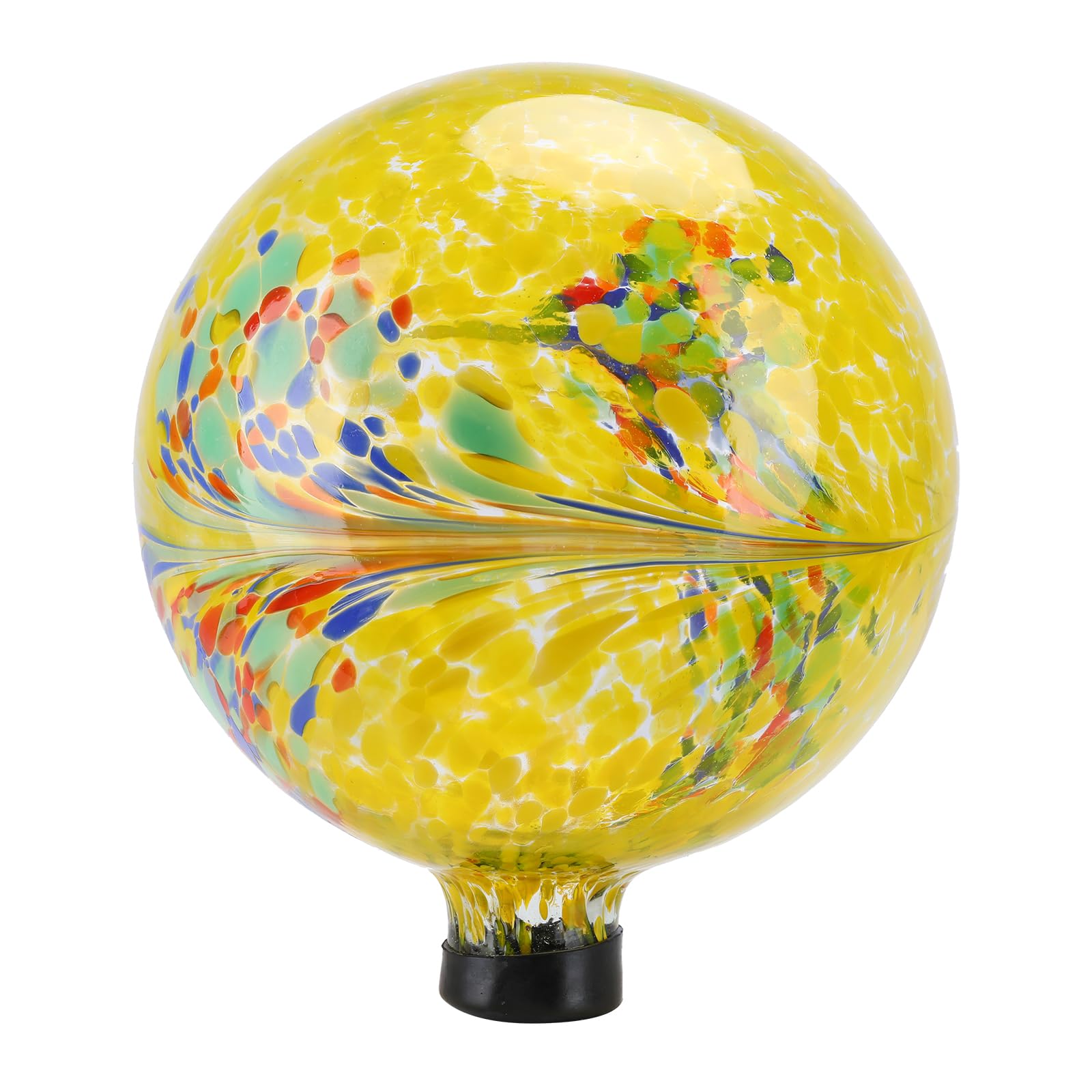 10 Inch Yellow Glass Gazing Ball - Reflective Garden Globe for Outdoor Decoration, Yard Ornament, Home & Garden Decor | Perfect for Patios, Lawns, Flower Beds & Landscape Design
