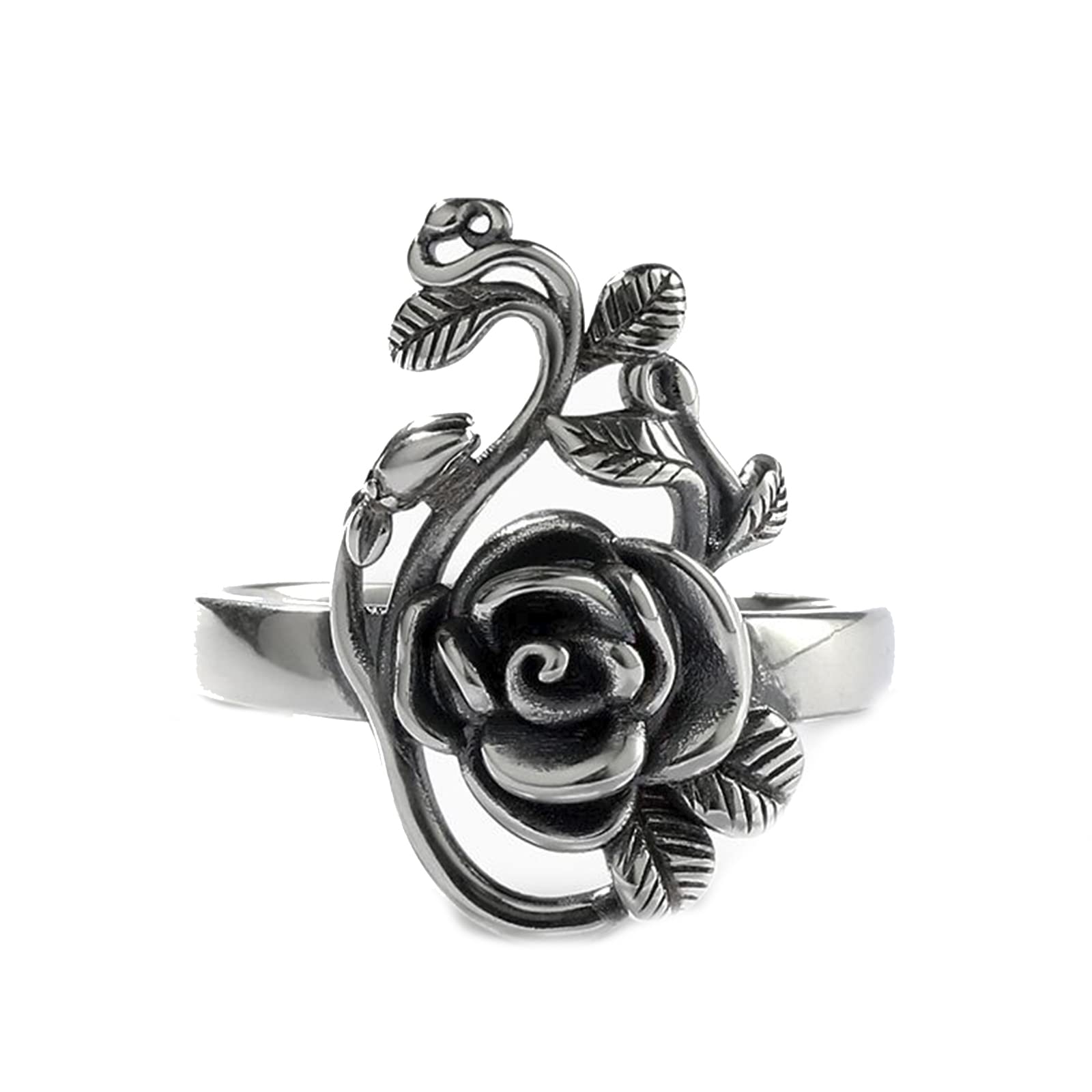 Jeulia Vintage Gothic Rose Ring for Women & Teens - Sterling Silver Retro Flower Statement Ring for Cocktail Party, Birthday, Anniversary - Elegant Jewelry Gift Box Included | Perfect for Prom, Date Night & Special Occasions
