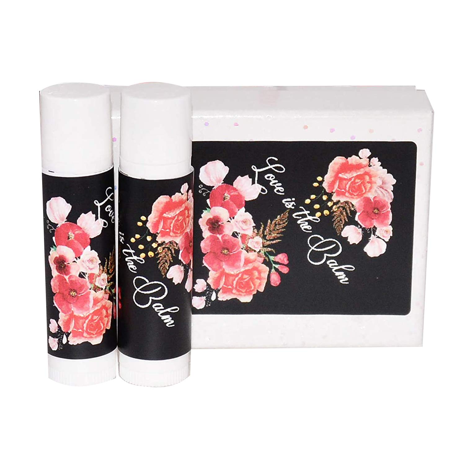Elegant Red & Black Floral Wedding Lip Balm Labels - Custom Party Favor Stickers for Bridal Showers, Bridesmaid Gifts & Wedding Decorations - Perfect for DIY Wedding Favors, Bridal Party Gifts & Special Occasions