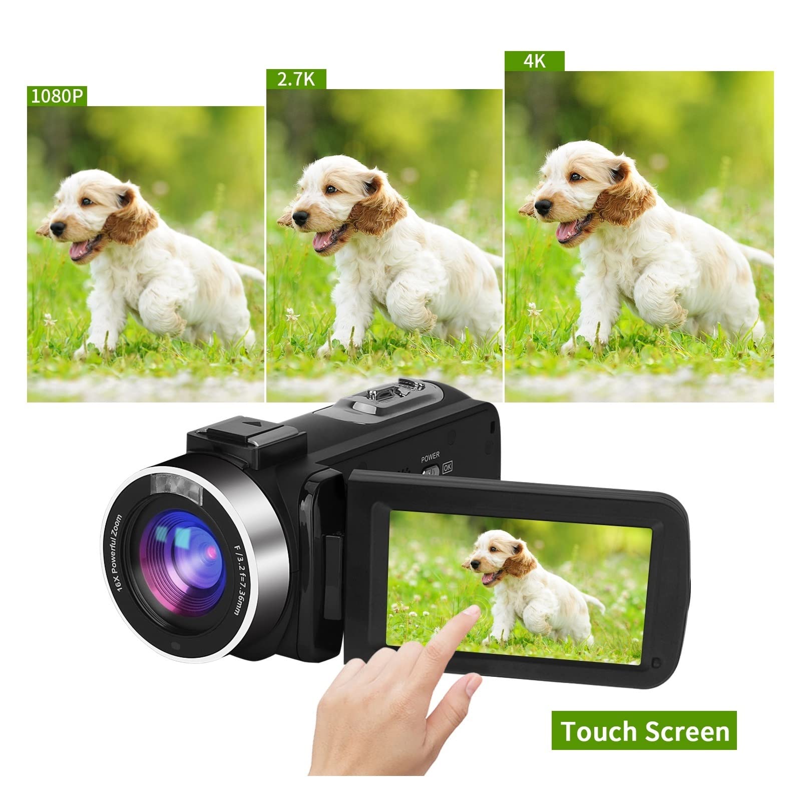 AUBEST 4K 56MP Digital Video Camera Camcorder with 18X Zoom & Night Vision - Perfect for Vlogging, YouTube, Travel, and Home Security (No SD Card Included)