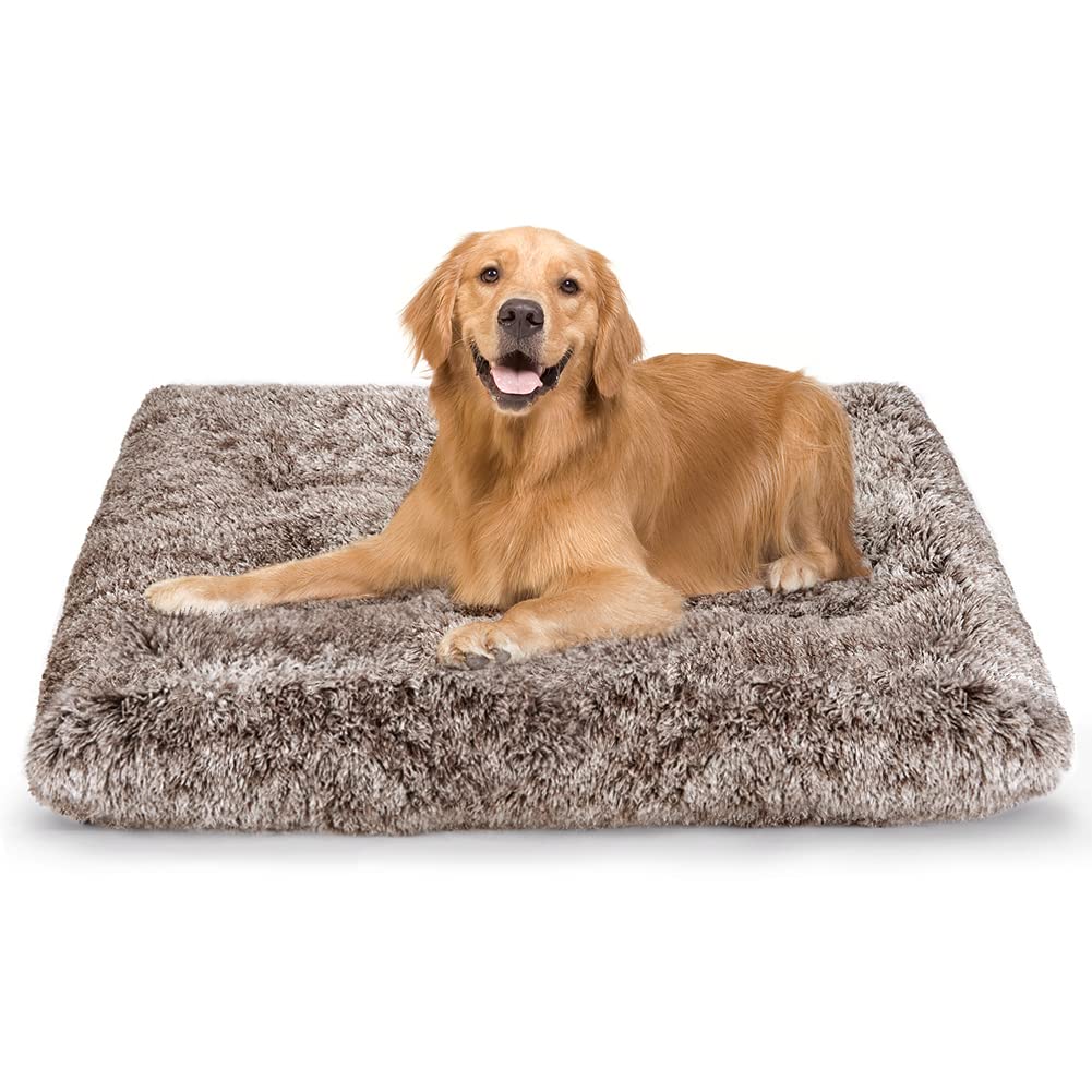 Premium Plush Dog Bed Crate Pad - Soft Washable Anti-Slip Pet Bed for Large Medium Small Dogs & Cats | Calming Kennel Mat for Anxiety Relief & Comfortable Sleeping | Perfect for Crates, Travel & Home Use