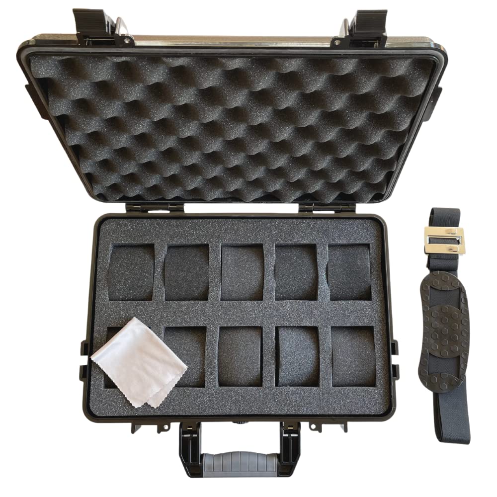 10-Slot Watch Organizer Travel Case - Durable Impact-Resistant Waterproof Watch Storage Box for Men | Perfect for Business Trips, Vacation & Home Collection Display