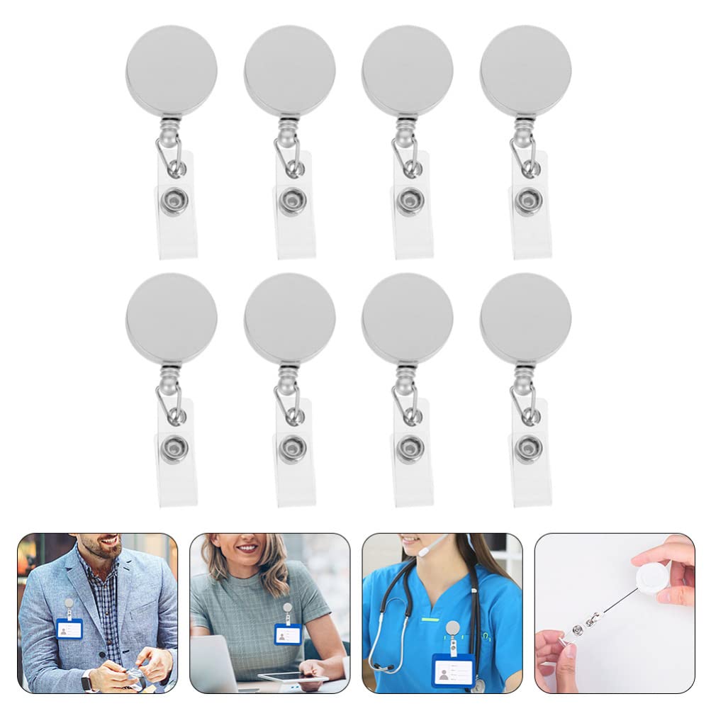 Operitacx 8-Pack Retractable ID Badge Holders with Reel Clips - Durable Name Tag & Keychain Holder for School, Office, Events - Perfect for Employee IDs, Security Badges, and Party Bag Stuffers