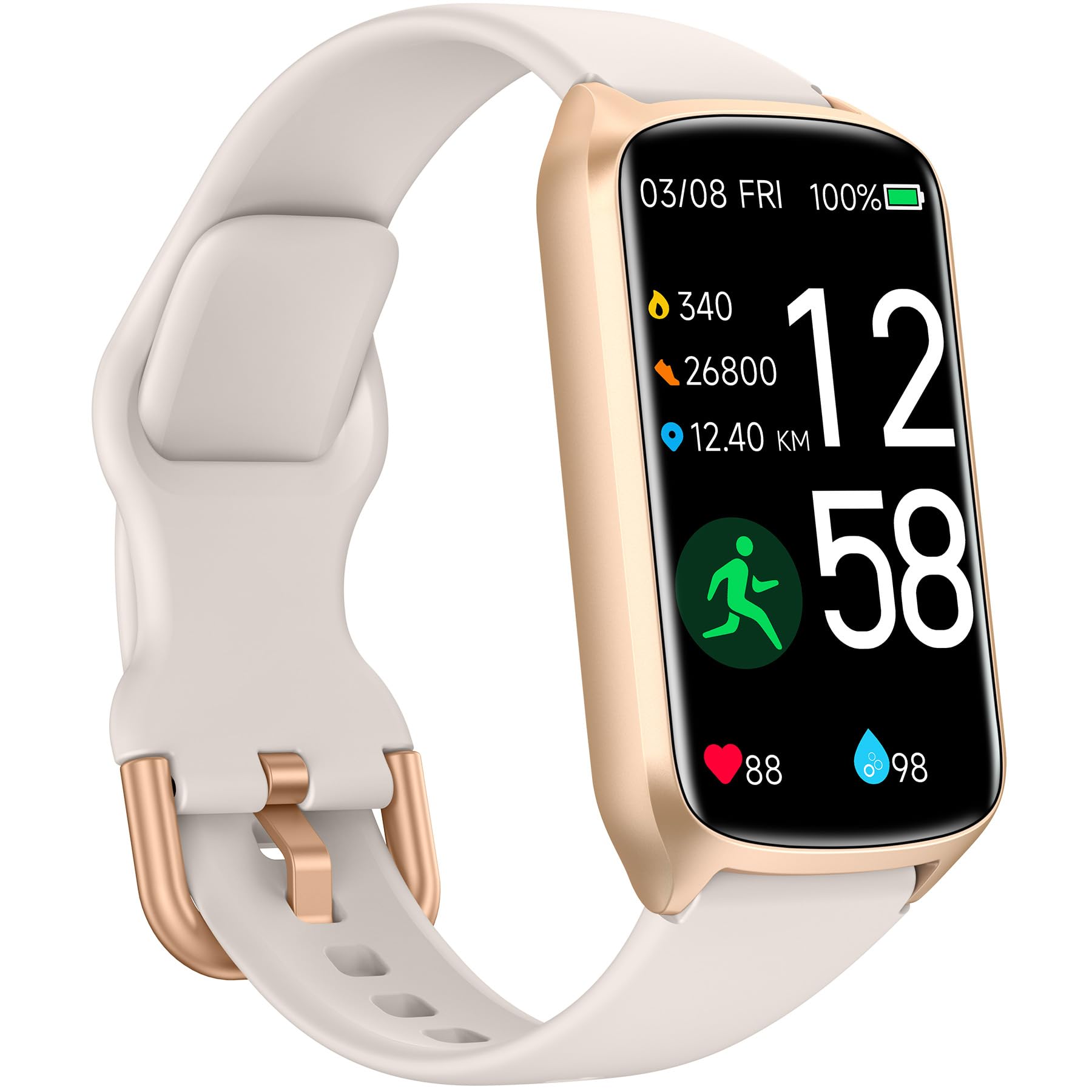 Premium Fitness Tracker with 24/7 Heart Rate, SpO2, Blood Pressure & Sleep Monitoring - 5ATM Waterproof Smart Watch with Step Counter, Calorie Burn & Activity Tracking (Includes S & L Bands) - Perfect for Gym, Running, Swimming & Daily Health Monitoring