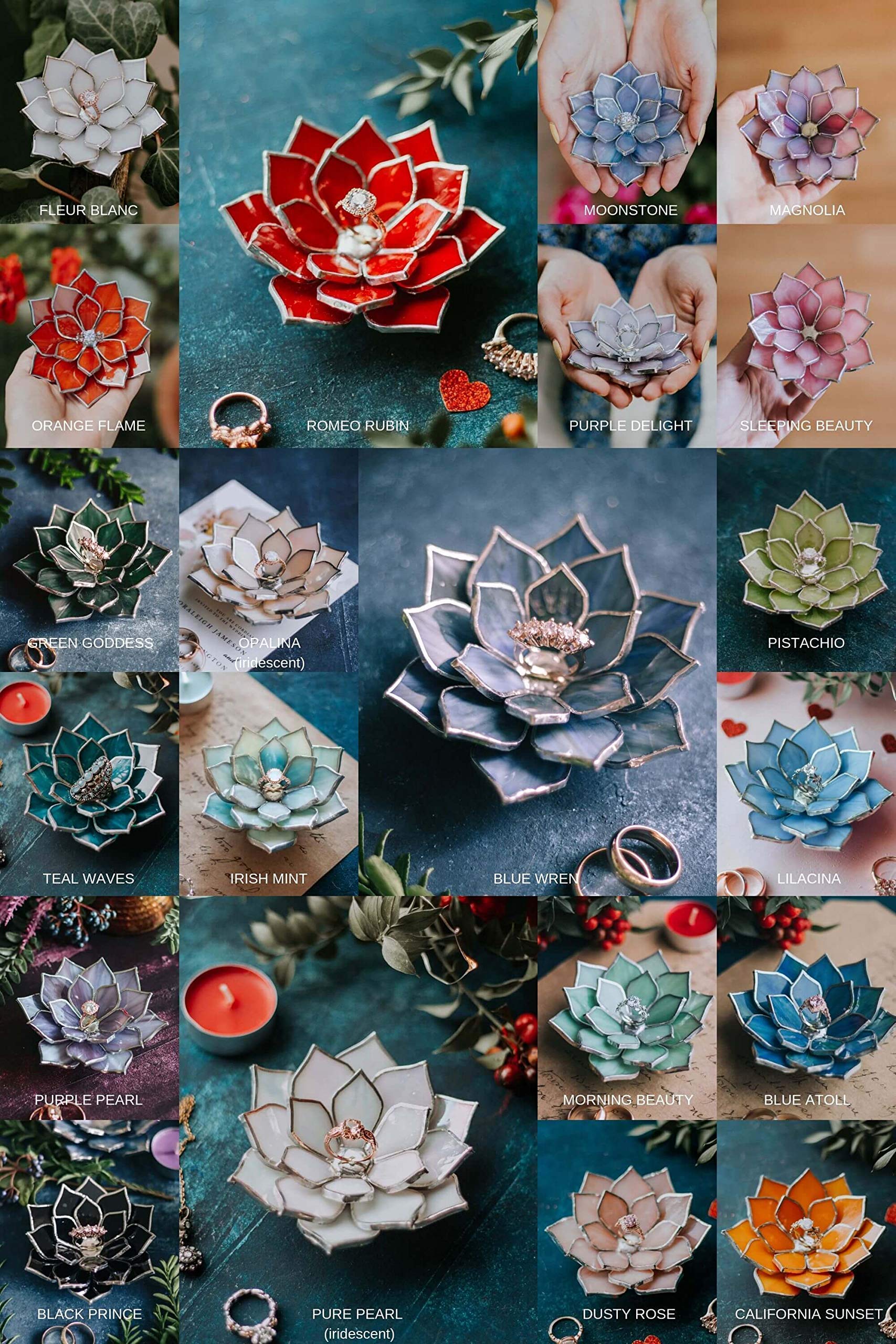 Succulent Ring Dish - Elegant Wedding Ring Holder & Jewelry Storage | Vanity Decor for Home | Perfect Valentine's Day & Engagement Gift | Gothic Wedding Decor | Black Prince Design - Ideal for Bedroom, Bathroom & Bridal Dressing Table