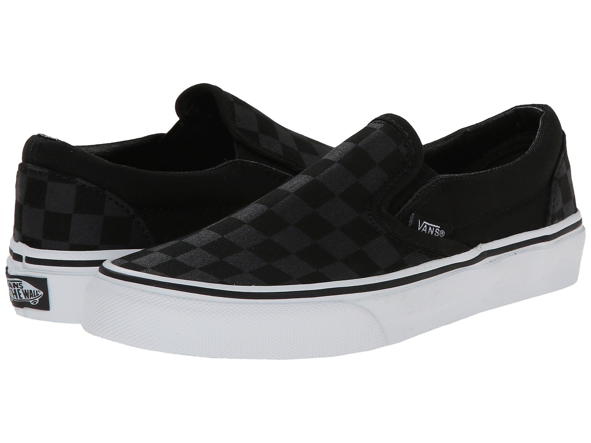 Vans Classic Slip-On Checkerboard Sneakers for Men - Black/Black Size 5 | Comfortable Casual Shoes for Skateboarding, Streetwear & Everyday Wear