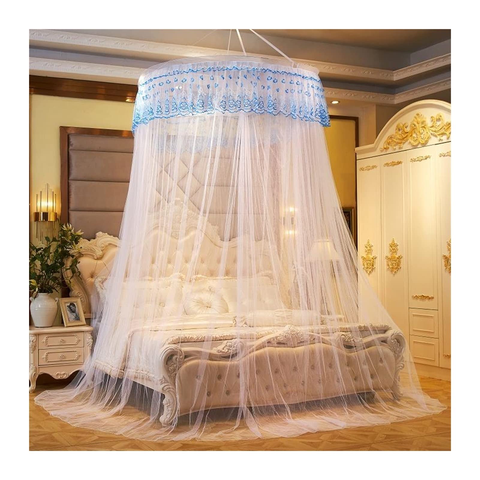 Romantic Cotton Bed Canopy Curtain for Kids & Baby - Round Dome Tent Bedding, 1.5m (5 Feet) - Perfect for Nursery, Girls Room, Princess Theme & Cozy Sleep Space