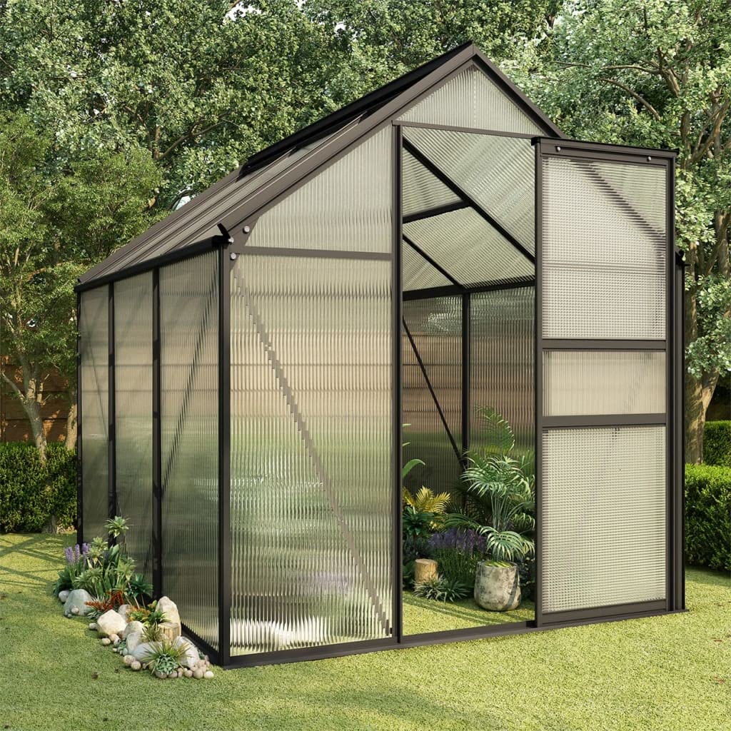 iFCOW Greenhouse Anthracite Aluminum 38.9 ft² - Durable Walk-in Plant Greenhouse for Outdoor Gardening, Vegetables & Flowers - Perfect for Backyard, Patio & Small Farm Use