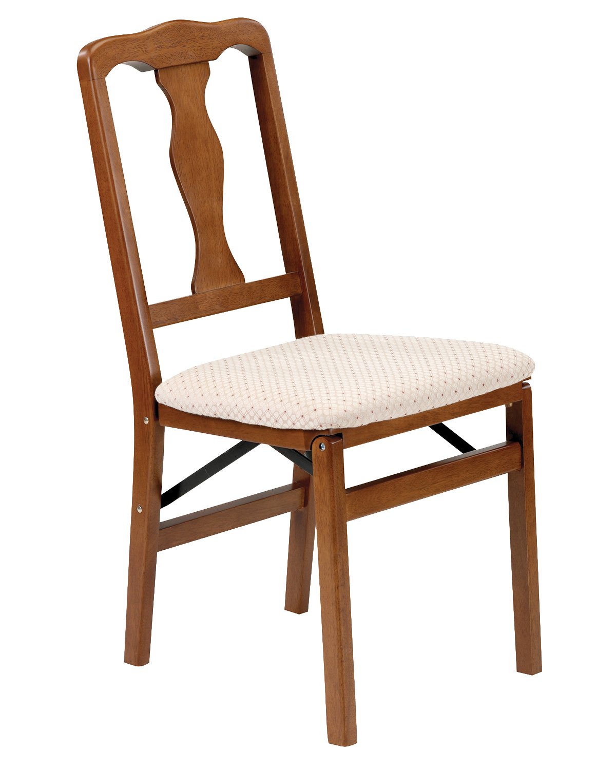 Stakmore Queen Anne Folding Chairs Set of 2 - Fruitwood Finish - Space Saving Dining Chairs for Small Spaces, Kitchen, Banquet & Extra Seating
