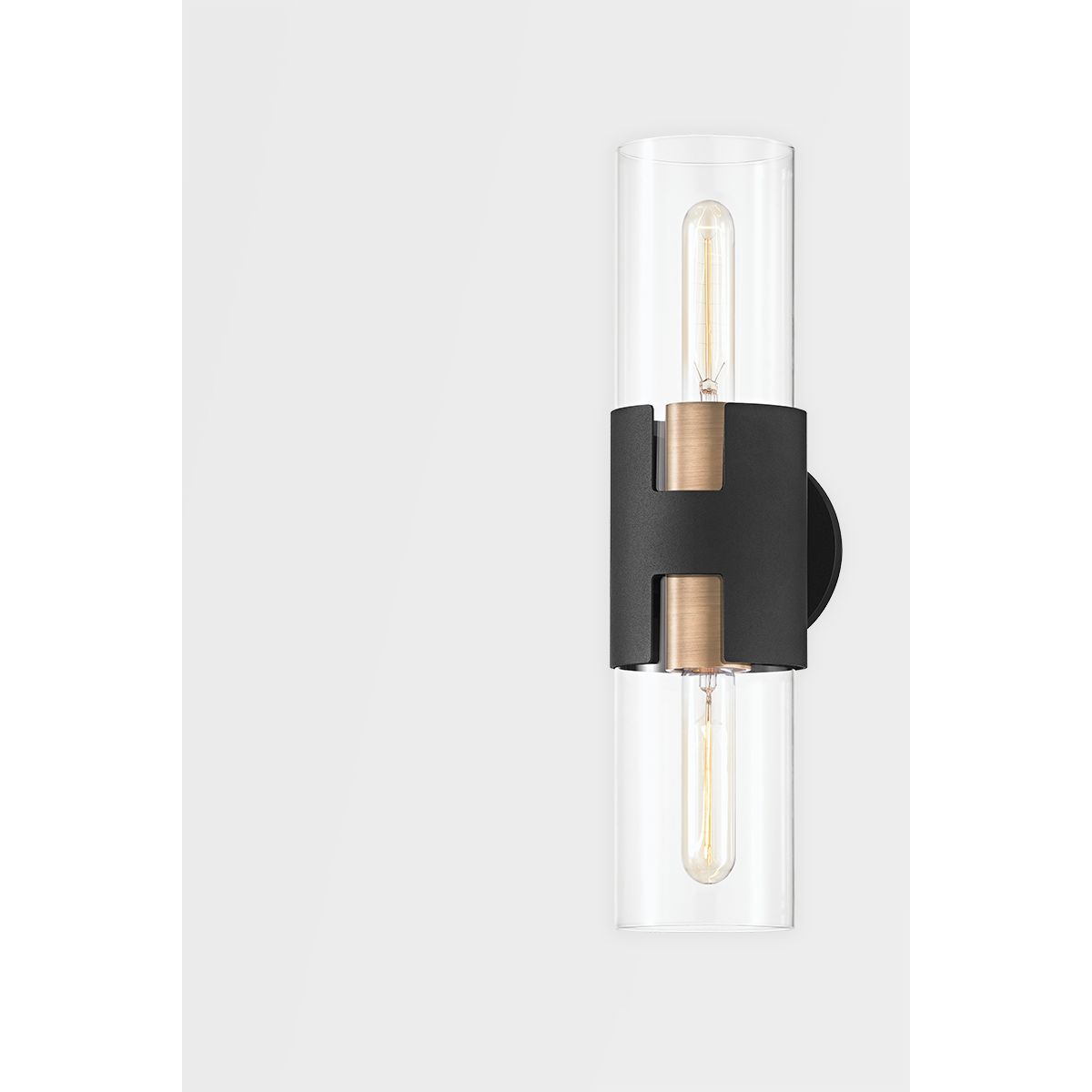 Amado 17 Inch Modern Wall Sconce Light Fixture - Black & Brass Finish for Bedroom, Living Room, or Hallway Lighting
