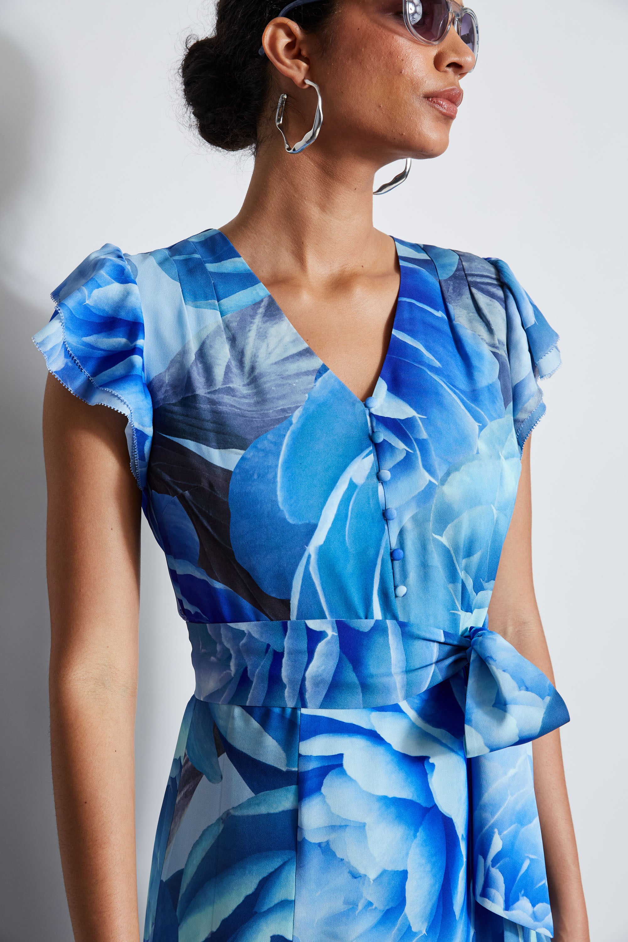 Silk Fantasy Garden Midi Dress for Women - Elegant Floral Print Summer Party Dress | Perfect for Weddings, Garden Parties & Date Nights