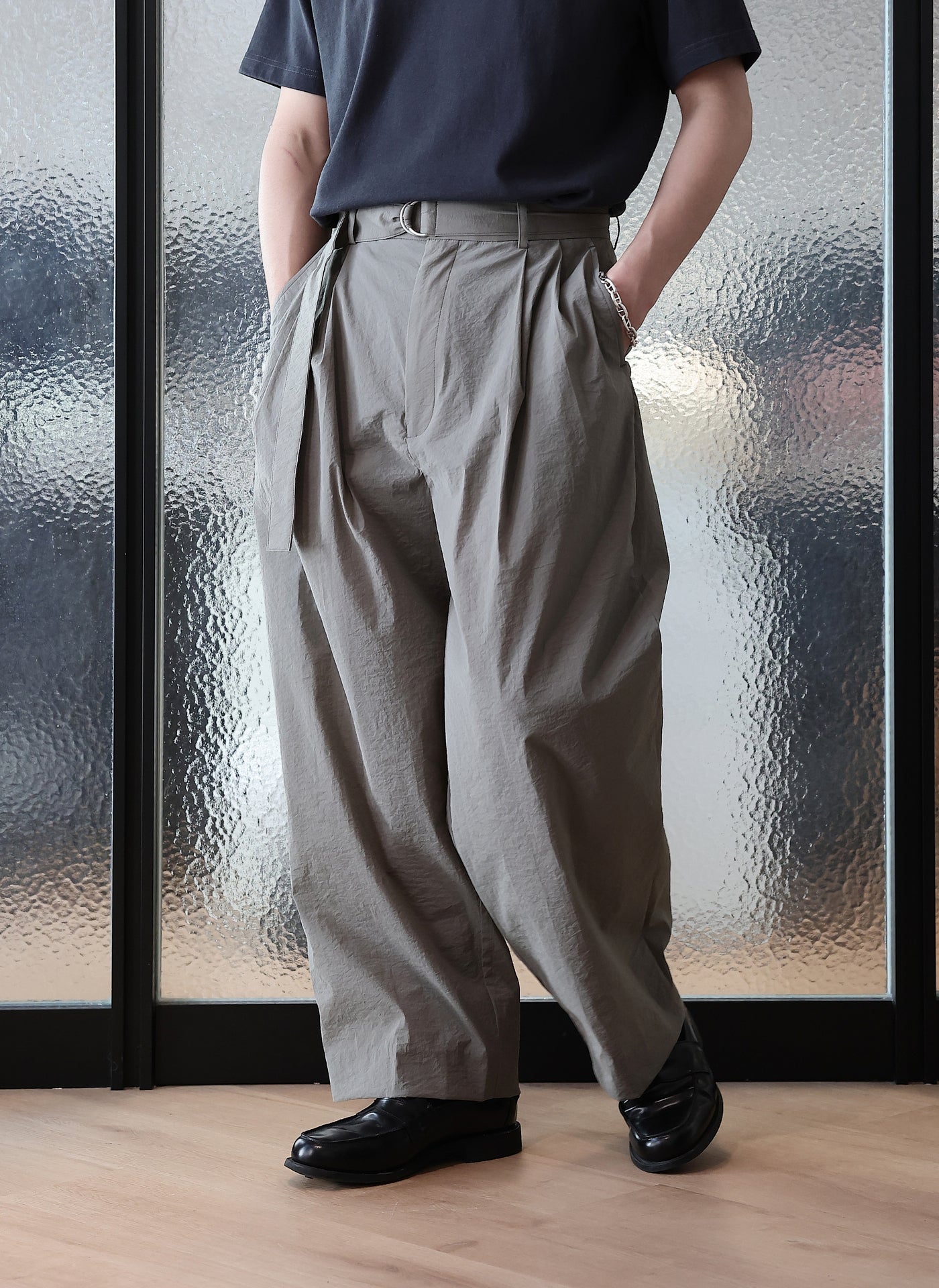 Stylish Nylon Pleated Wide Leg Pants for Women - Comfortable & Trendy High Waist Trousers for Office, Travel & Casual Wear (Size P 17)