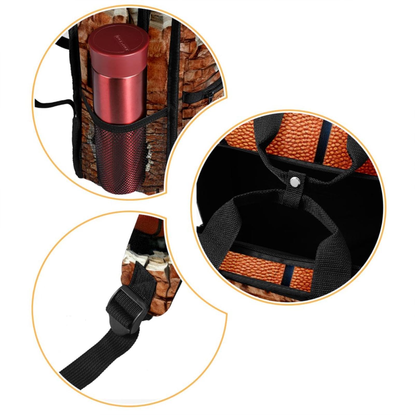 Stylish Travel Backpack for Women & Men - Durable Ball Basketball Wall Texture Design - Perfect for Gym, School, Work & Outdoor Adventures