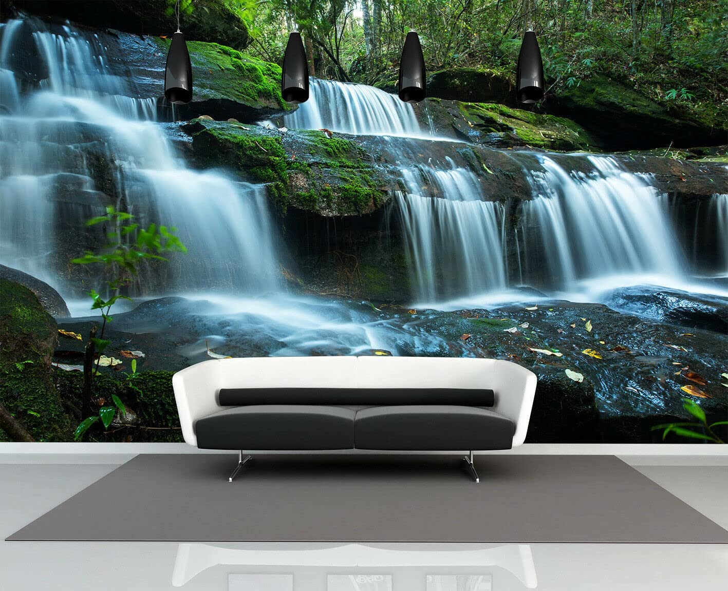 FLFK 3D Green Forest Creek Peel and Stick Wallpaper - Self-Adhesive Removable Wall Mural for Bedroom & Living Room Decor (118x78.7 inches) - Perfect for Nature-Themed Home, Office, Nursery & Dorm Room Wall Decoration