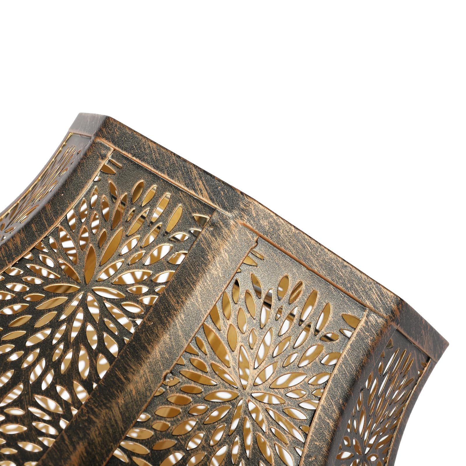 Antique Bronze & Gold Metal Lamp Shade with Exquisite Eight-Petal Lotus & Etched Chrysanthemum Design - Perfect for Table Lamps & Floor Lamps - Ideal for Living Room, Bedroom, Office & Reading Nook Decor - ALUCSET Decorative Lighting Accessory