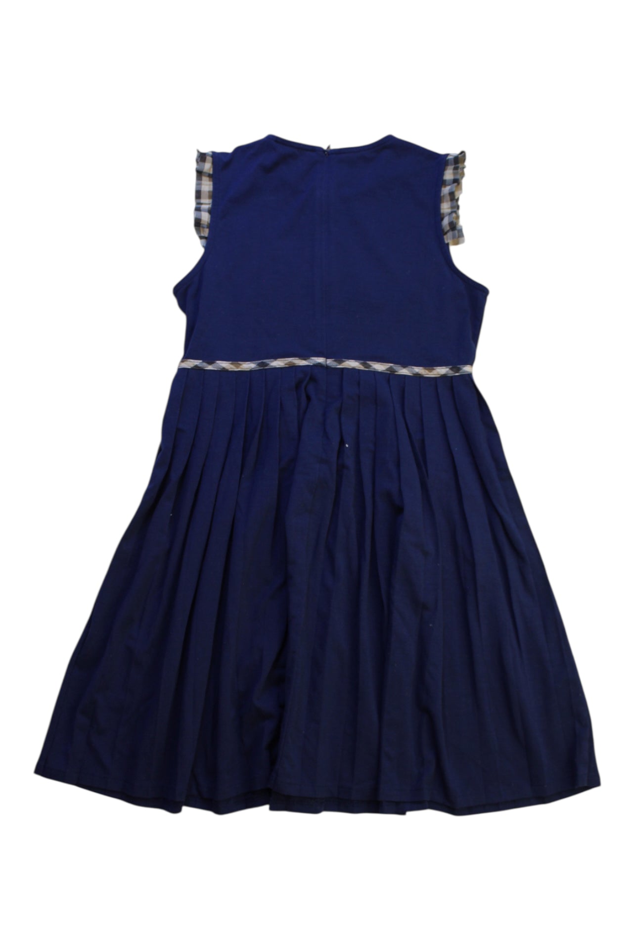 Aquascutum Girls' Sleeveless Checkered Collar Dress Size 5-6T - Perfect for School, Parties & Special Occasions