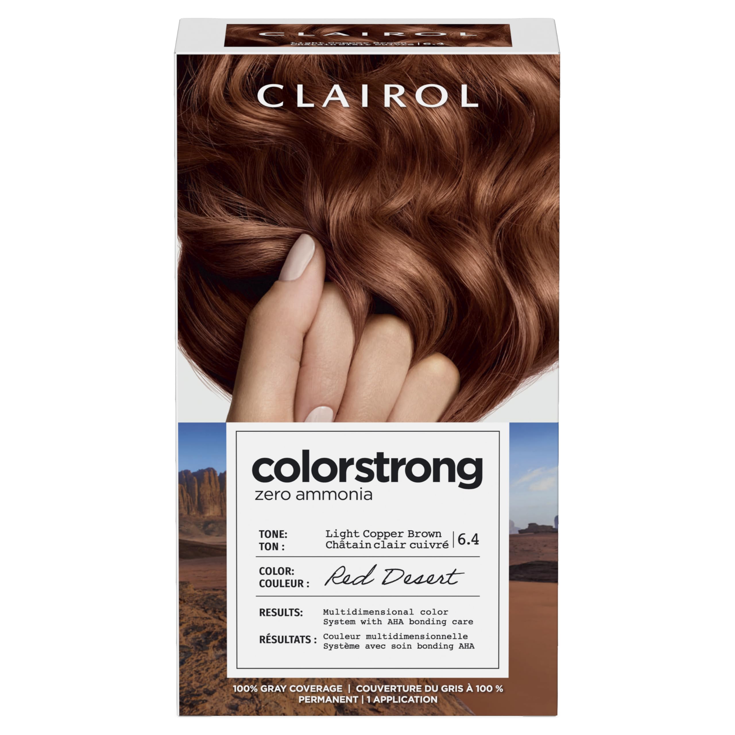 Clairol ColorStrong Permanent Zero Ammonia Hair Dye - 6.4 Light Copper Brown Red Desert (Pack of 1) | Ammonia-Free, Long-Lasting Hair Color for Vibrant, Natural-Looking Results | Perfect for Home Hair Coloring, Touch-Ups, and Salon-Quality Color at Home