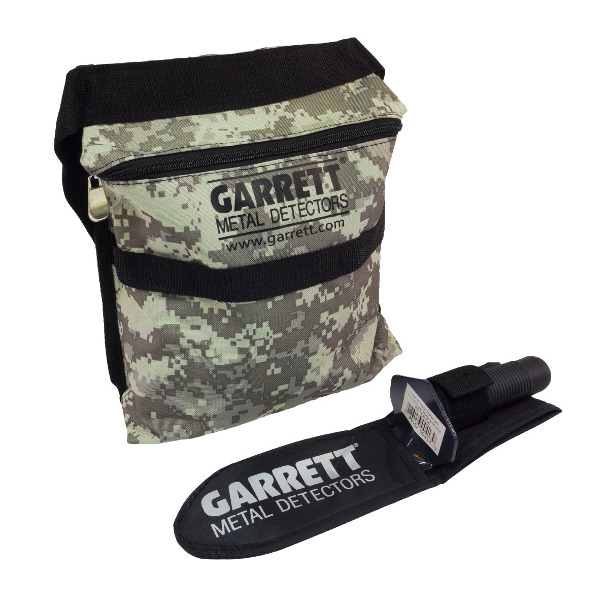 Garrett Edge Metal Detector Digger with Sheath & Camo Finds Pouch Combo - Professional Treasure Hunting Kit for Beach, Park & Outdoor Adventures