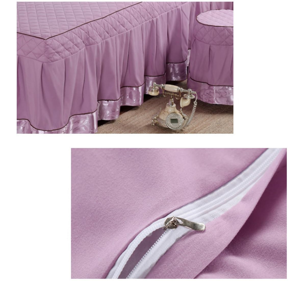 Premium 4-Piece Jacquard Massage Table Sheet Set with Hole - Thickened Spa Bed Linens & Skirt for Salon, Physiotherapy & Beauty Treatments - Perfect for Professional Massage Therapy, Facial Treatments & Relaxation Sessions