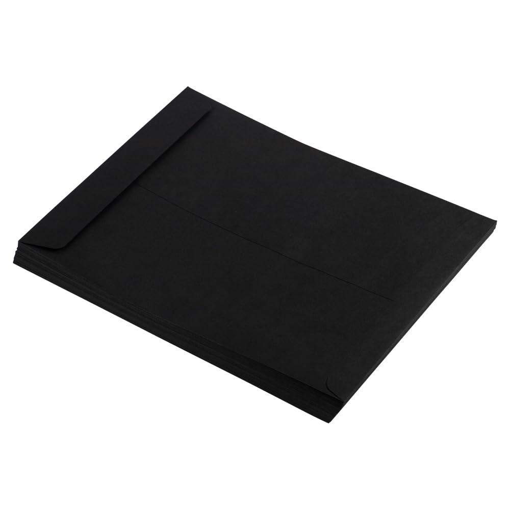 LUXPaper 10 x 13 Open End Envelopes - Self Seal Peel & Press Envelopes in Midnight Black | 80lb Premium Text Paper | Pack of 250 | Perfect for Business Mailing, Wedding Invitations & Office Documents