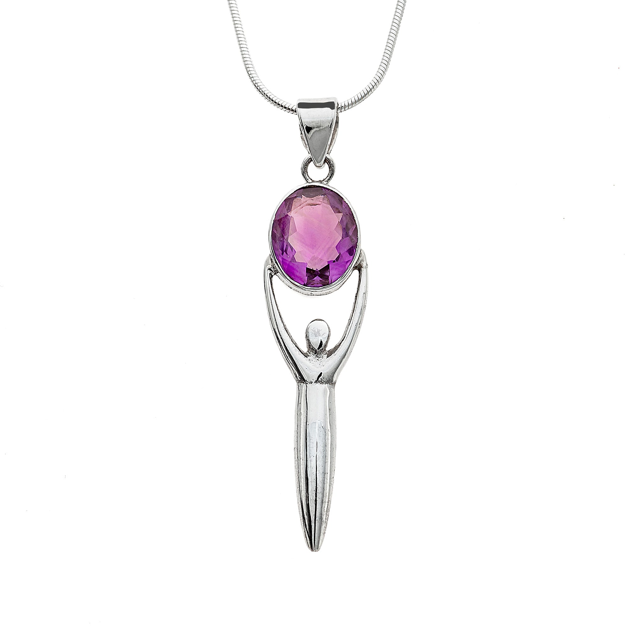 Elegant Faceted Amethyst Goddess Pendant Necklace - Perfect for Spiritual Healing, Meditation & Boho Fashion Jewelry