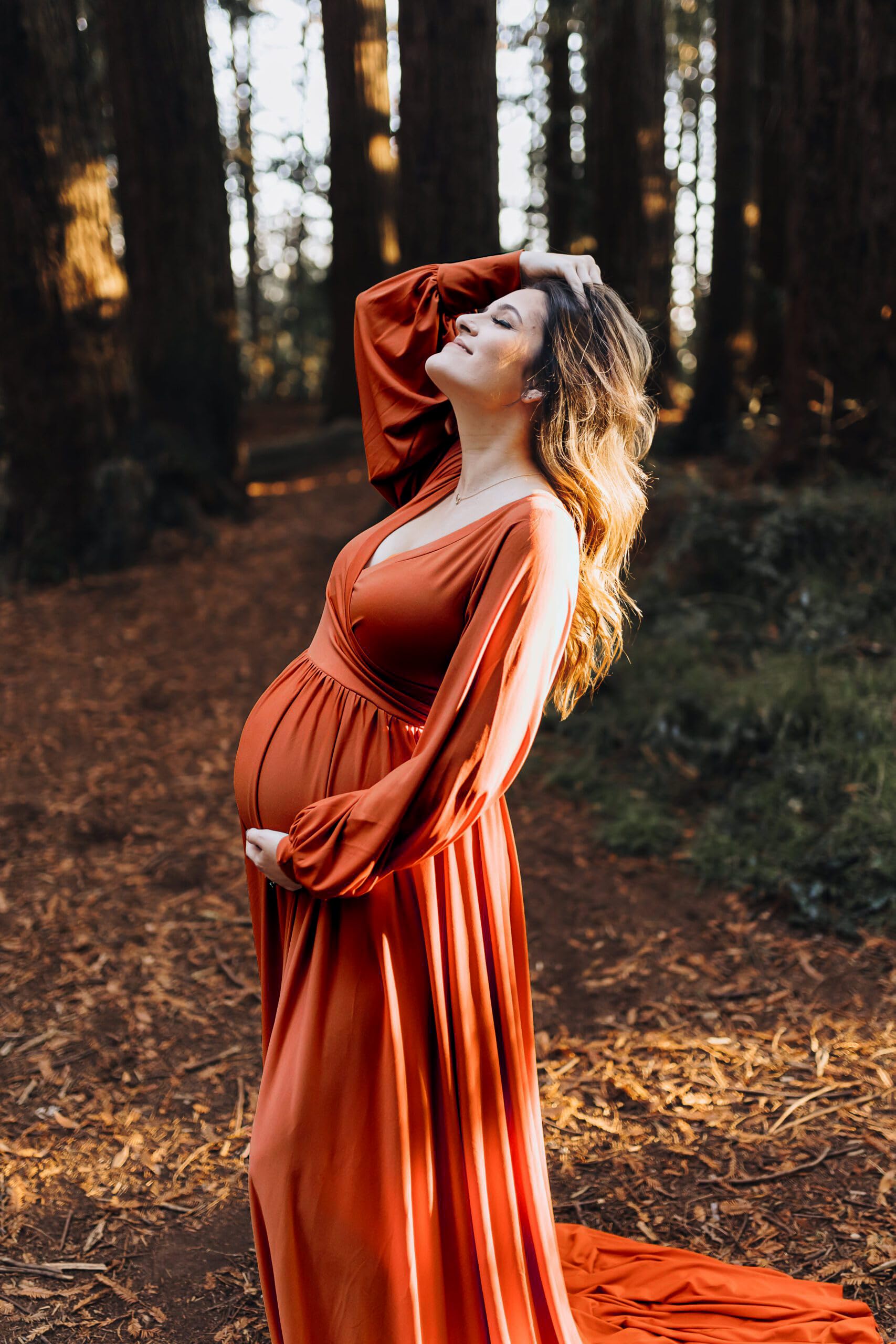 Dedysler Maternity Gown - Long Sleeve Baby Shower Dress for Photoshoots, Wrap Split Sweetheart Maxi Dress for Pregnancy Photos - Perfect for Maternity Photography, Baby Shower Events & Pregnancy Announcements