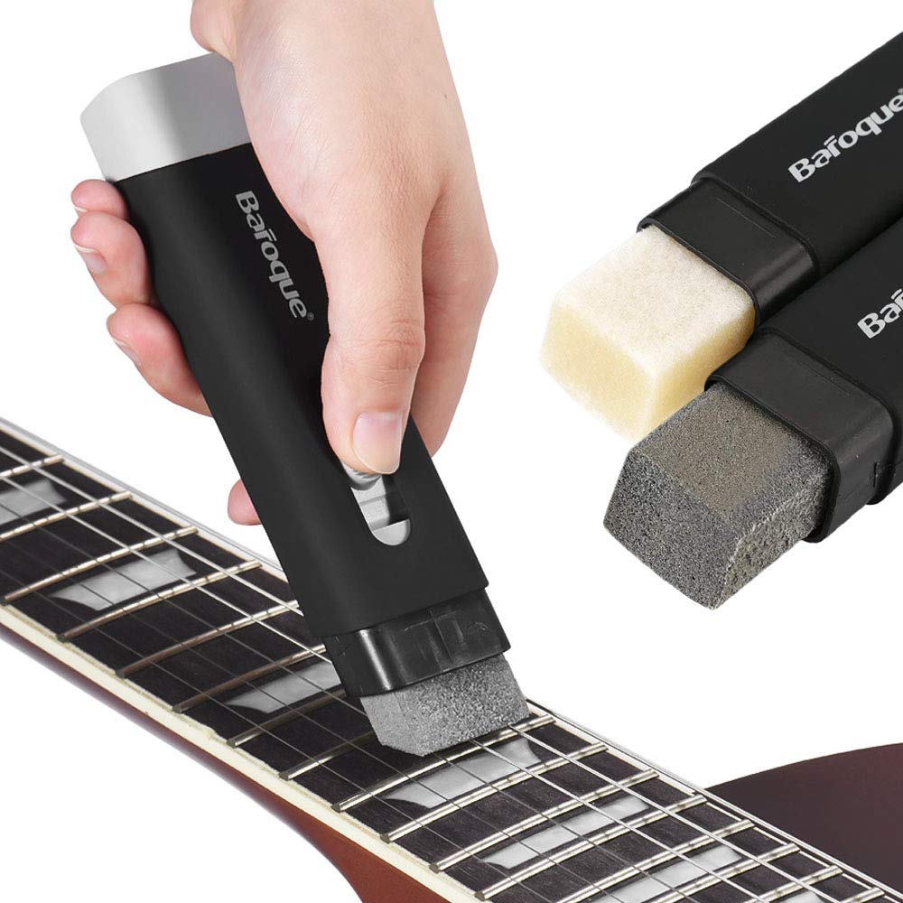 Fast Guitar Strings Cleaner & Rust Remover with Lubricant - Dual Head Brush for Acoustic/Electric Guitar, Bass, Ukulele, Violin, Banjo & Mandolin - Perfect for String & Fret Maintenance & Instrument Care