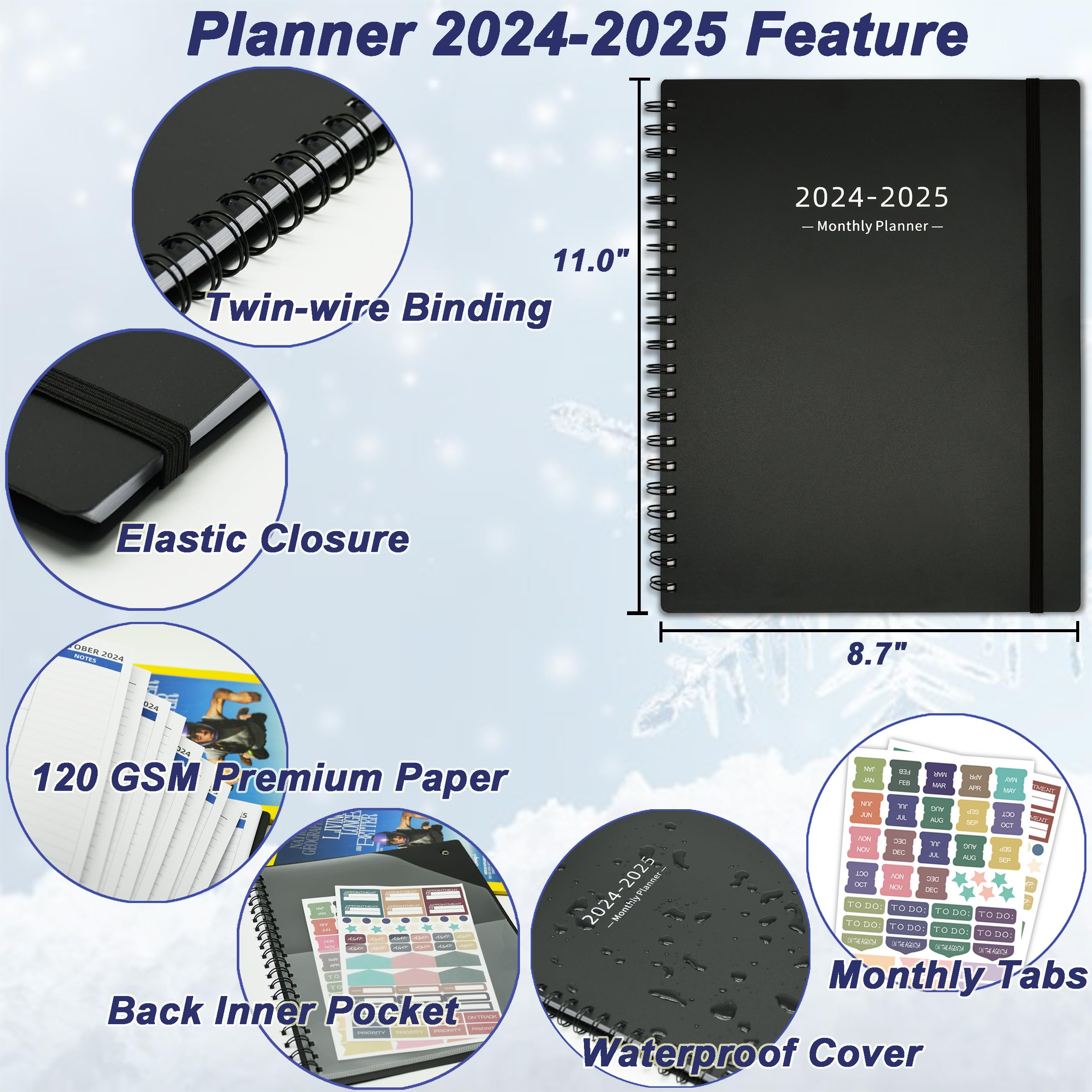 2024-2025 Monthly Planner - 18 Month Academic Calendar from July 2024 to December 2025 - 8.7