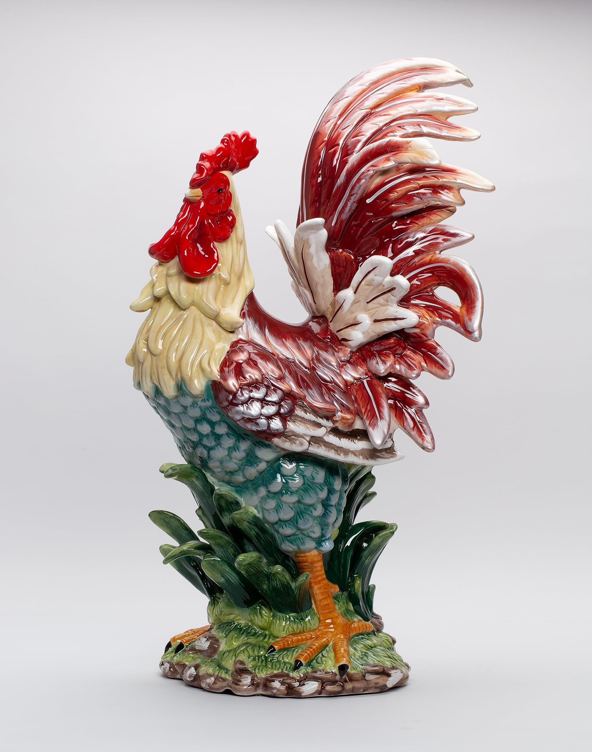 Appletree Design A Day in the Country Rooster Figurine - 23.5 Inch Tall Farmhouse Decor for Kitchen, Garden, or Country Home