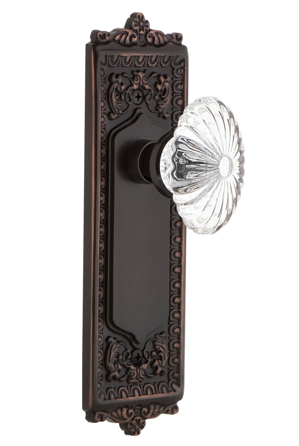 Nostalgic Warehouse Egg & Dart Plate with Oval Fluted Crystal Glass Knob - 2.75