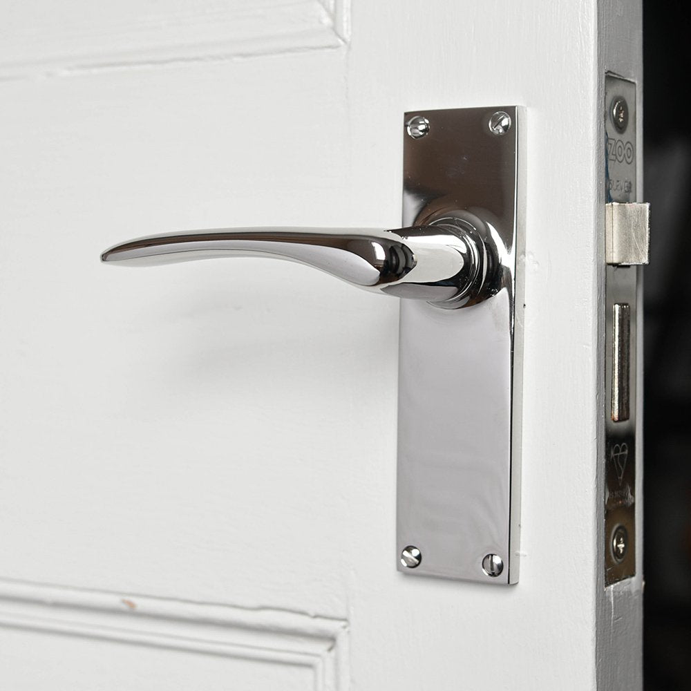 Polished Nickel Oaken Lever Latch Door Handles - Modern Cabinet & Drawer Pulls for Kitchen, Bathroom & Furniture - Durable Hardware for Home Improvement & Interior Design