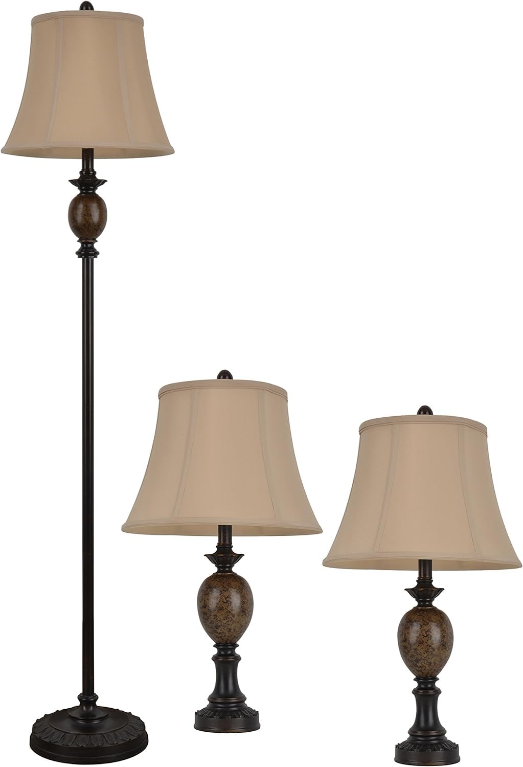 Decor Therapy Mae Bronze & Marble Lamp Set - 3 Pack for Living Room & Bedroom