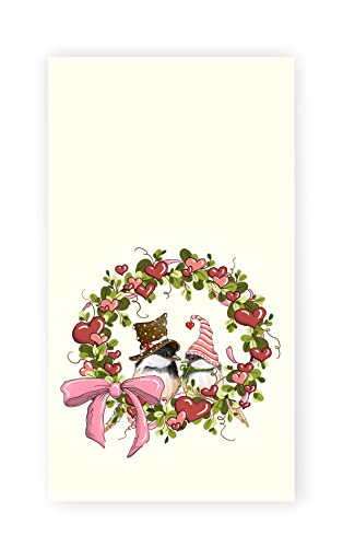 Valentine's Day Chick-A-Dees Kitchen Tea Towel - Cute Decorative Dish Towel & Holiday Bath Towel - Perfect Hostess Gift for Valentine's Decor - Ideal for Kitchen, Bathroom & Holiday Home Decorating