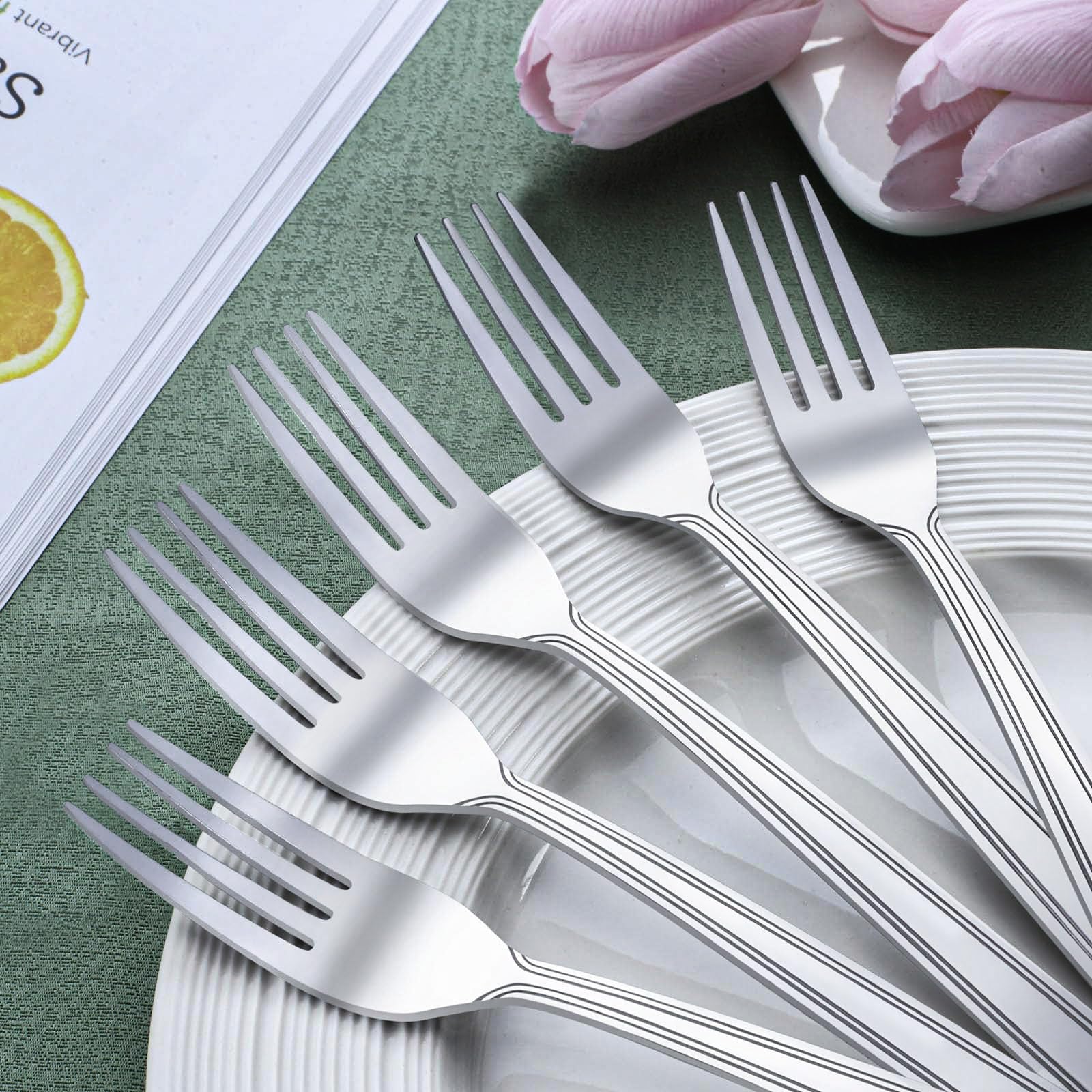 24-Piece Stainless Steel Dessert Fork Set - 6.8 Inch Small Appetizer Forks for Cake, Salad, Fruit - Mirror Polished & Dishwasher Safe - Perfect for Home, Restaurant, Party & Catering Events