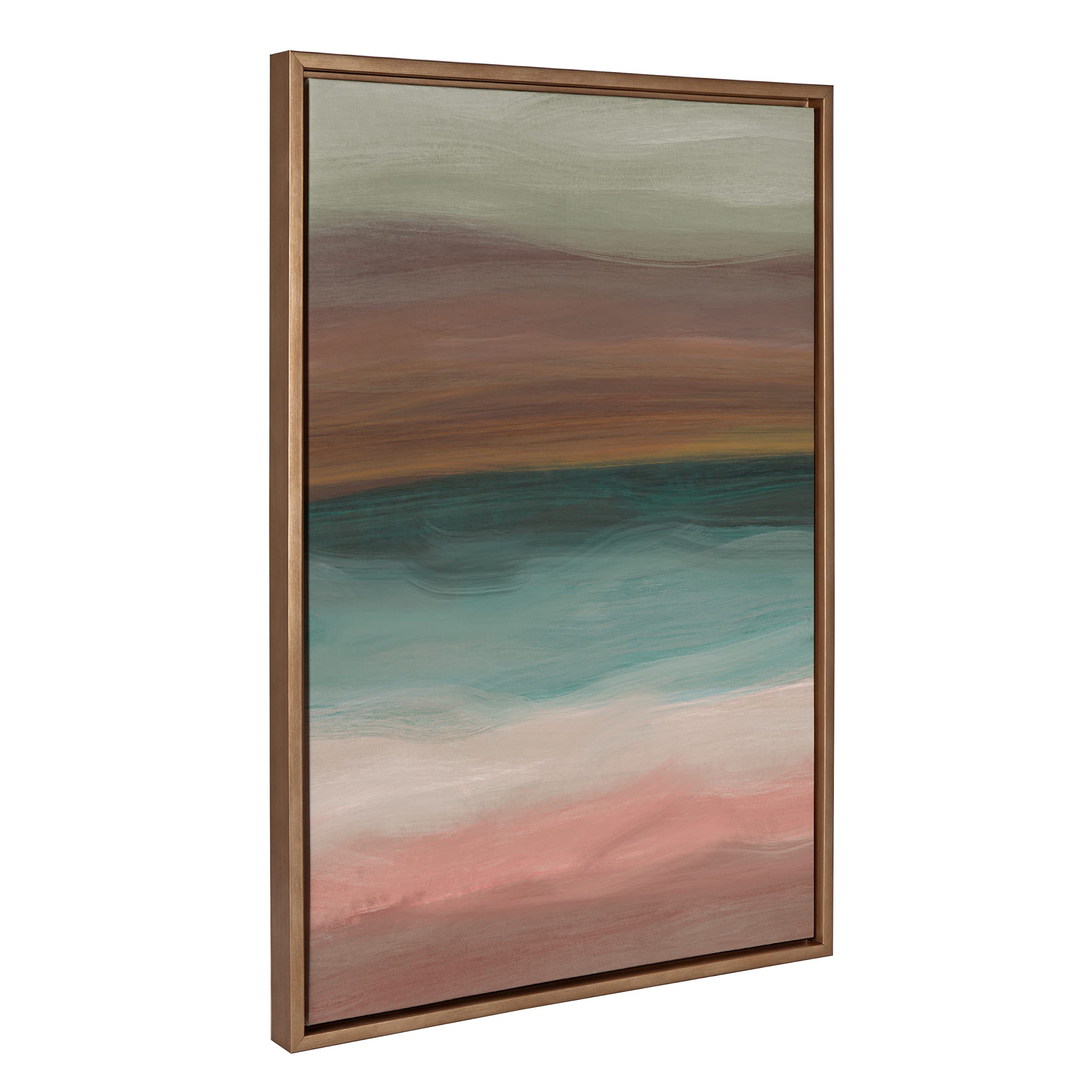 Kate & Laurel Sylvie Peace Framed Canvas Wall Art - 23x33 Inches Gold Abstract Print for Living Room, Bedroom & Office Decor | Calming Modern Artwork by Oris Eddu