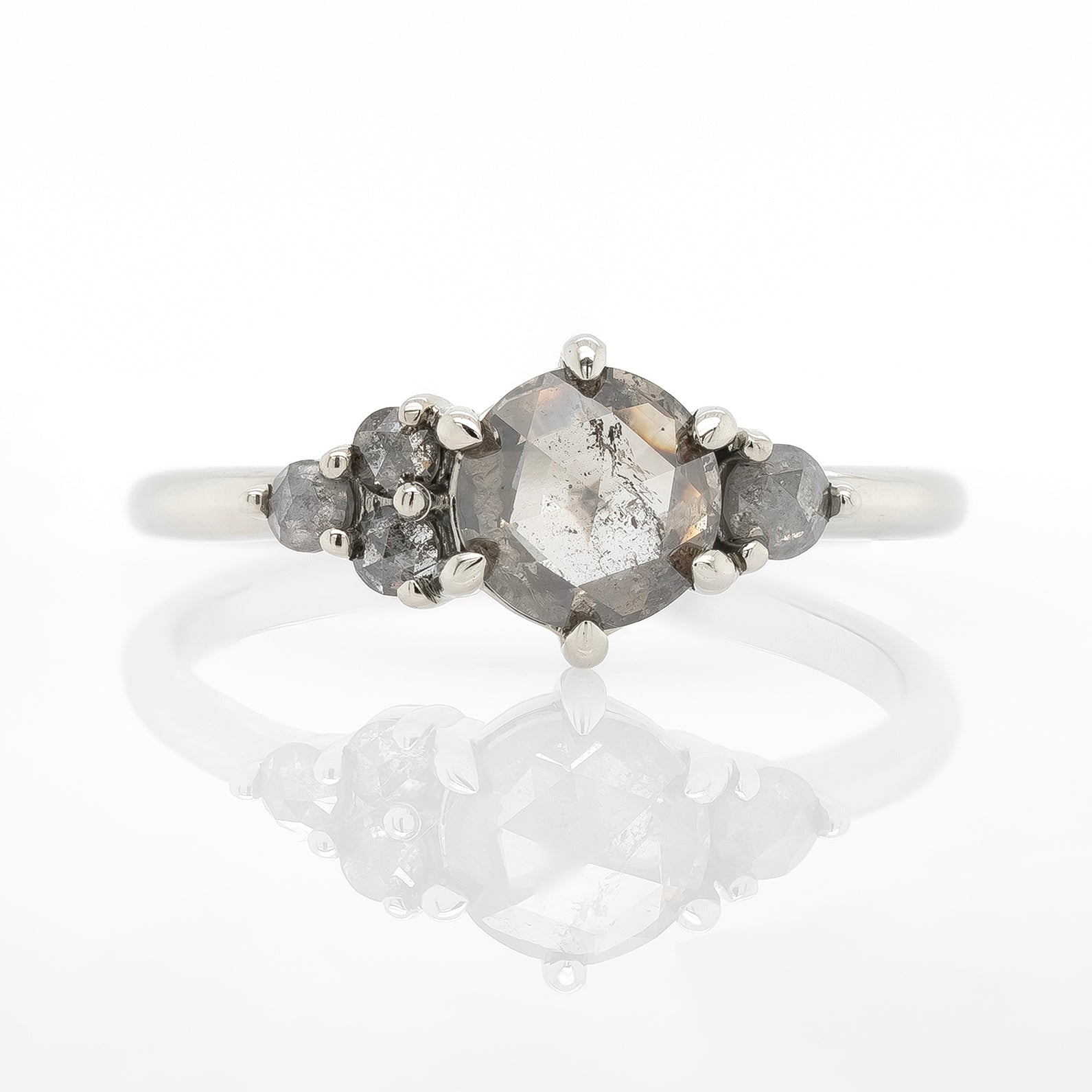Quinn Cluster Ring with Salt & Pepper Diamonds - Elegant Vintage Style Jewelry for Women | Perfect for Weddings, Anniversaries & Special Occasions