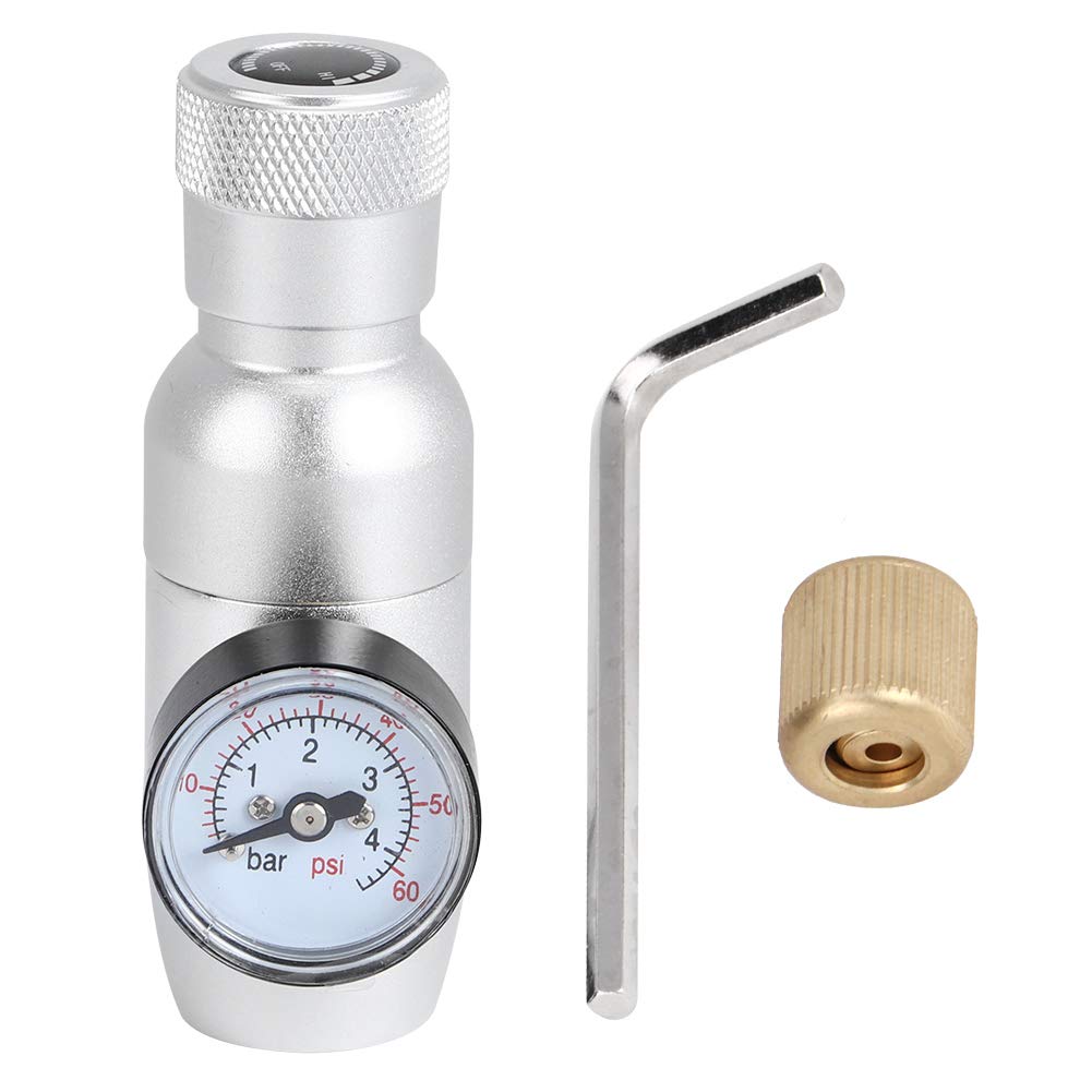 LANTRO JS - Silver Aluminum Mini CO2 Gas Regulator for Beer Kegs, Soda Dispensers & Beverage Taps | Portable CO2 Barrel Charger for Home Brewing, Bars & Parties