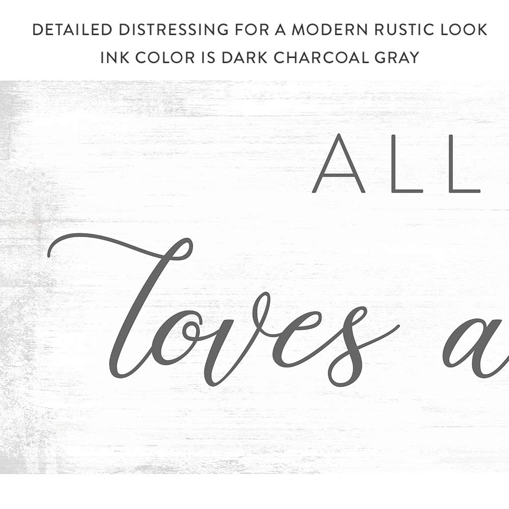 All Of Me Loves All Of You Canvas Wall Art - Ready to Hang White Framed Home Decor (20x40 Inches) Perfect for Living Room, Bedroom & Wedding Gift