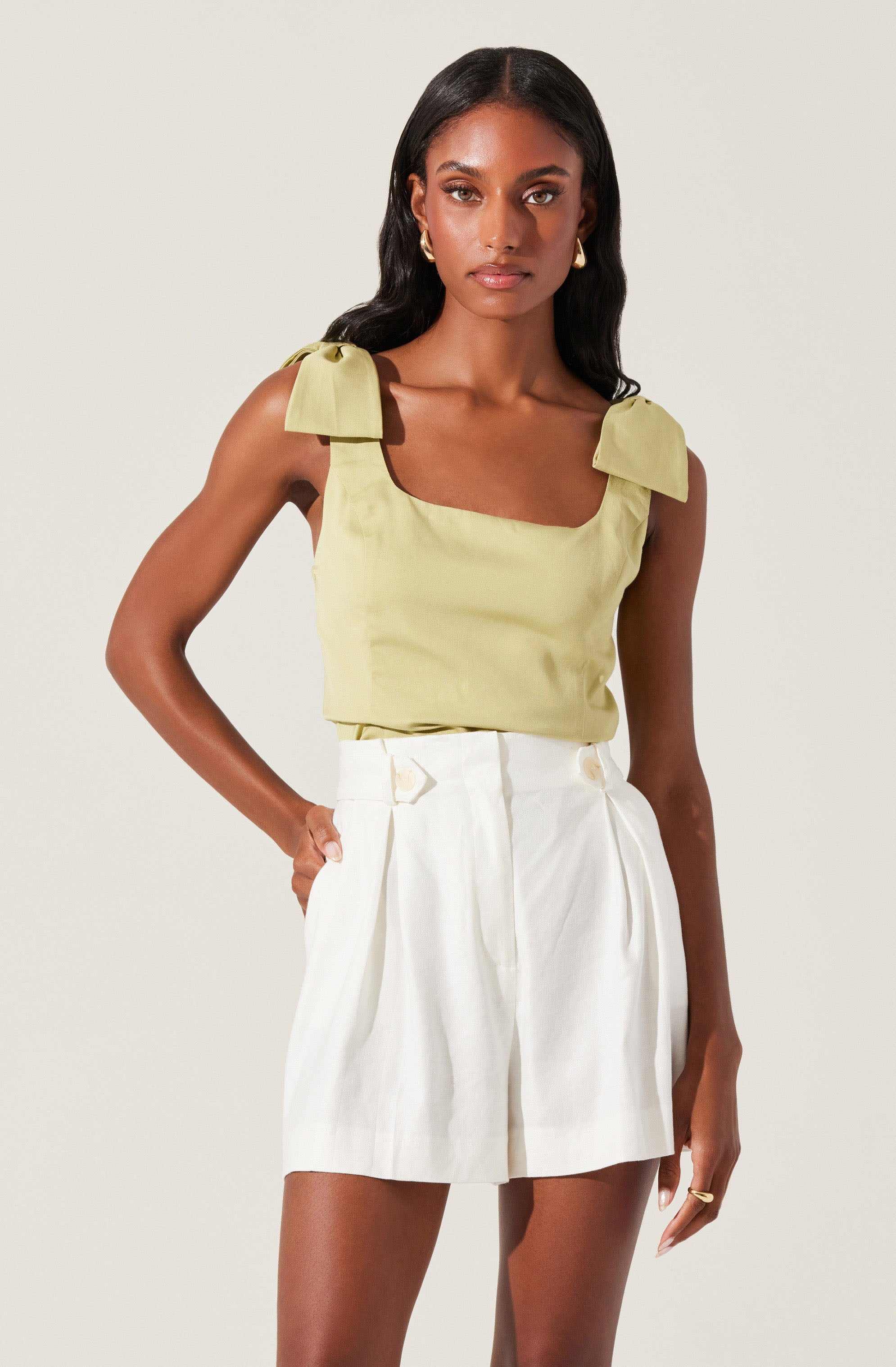 Jessica Bow Detail Sleeveless Top - Women's Elegant Blouse for Casual Wear, Office & Date Night Outfits