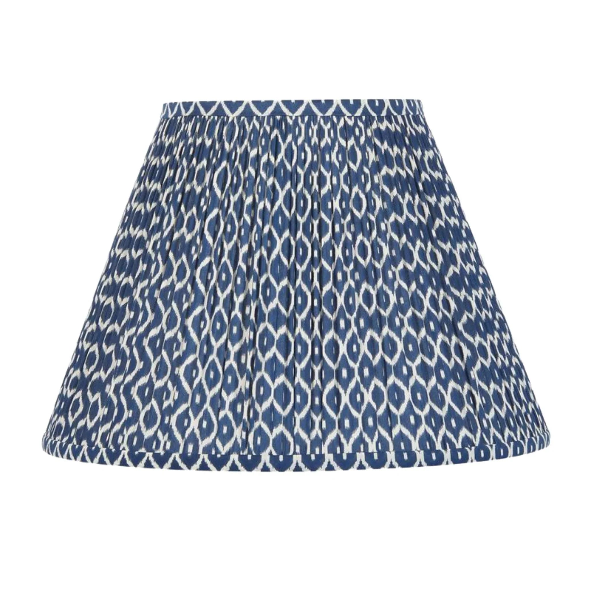 Bluebird Navy Blue & White Ikat Fabric Lampshade - Handmade Boho Chic Lamp Shade for Living Room, Bedroom & Nursery Decor - Perfect for Bohemian, Coastal & Farmhouse Style Homes