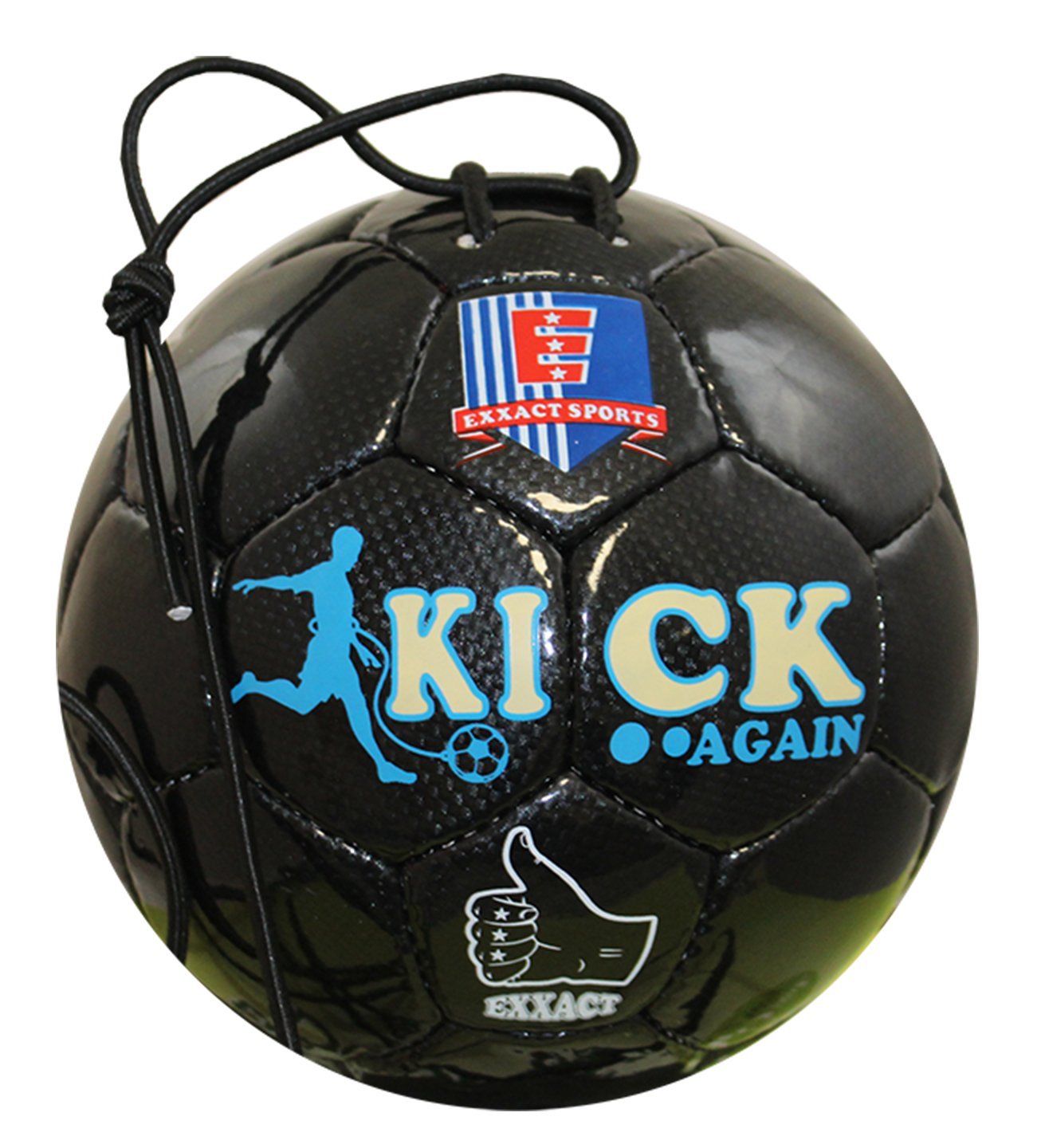 Exxact Sports Kick Again Training Soccer Ball with Adjustable String - Solo & Team Practice - Size Options for Youth & Adults - Perfect for Backyard Drills, Gym Workouts & Soccer Field Training