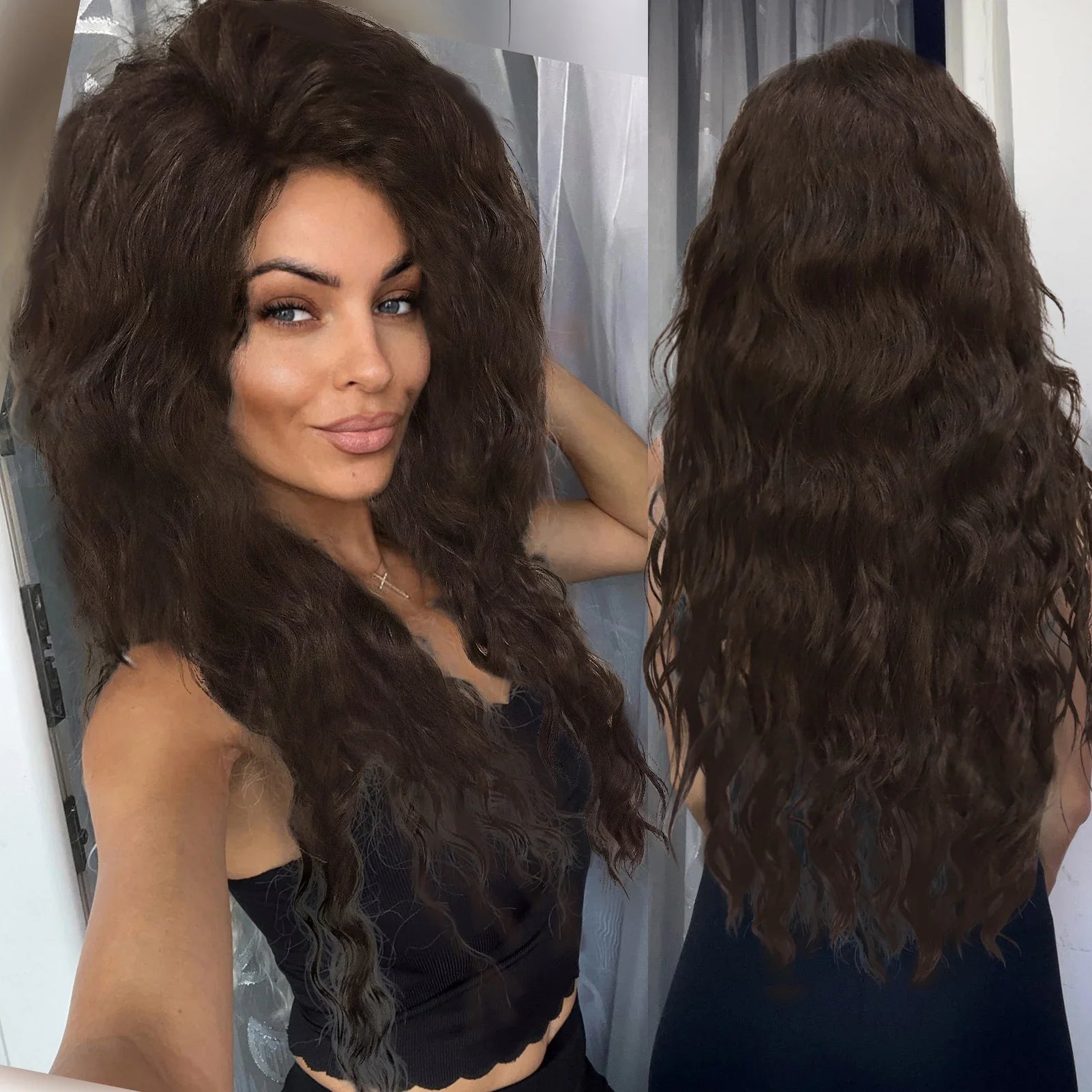 Ash Blonde Synthetic Long Curly Wig for Women - Fluffy Ombre Wave Hairstyle | Perfect for Costume Parties, Carnival, Cosplay & Daily Fashion
