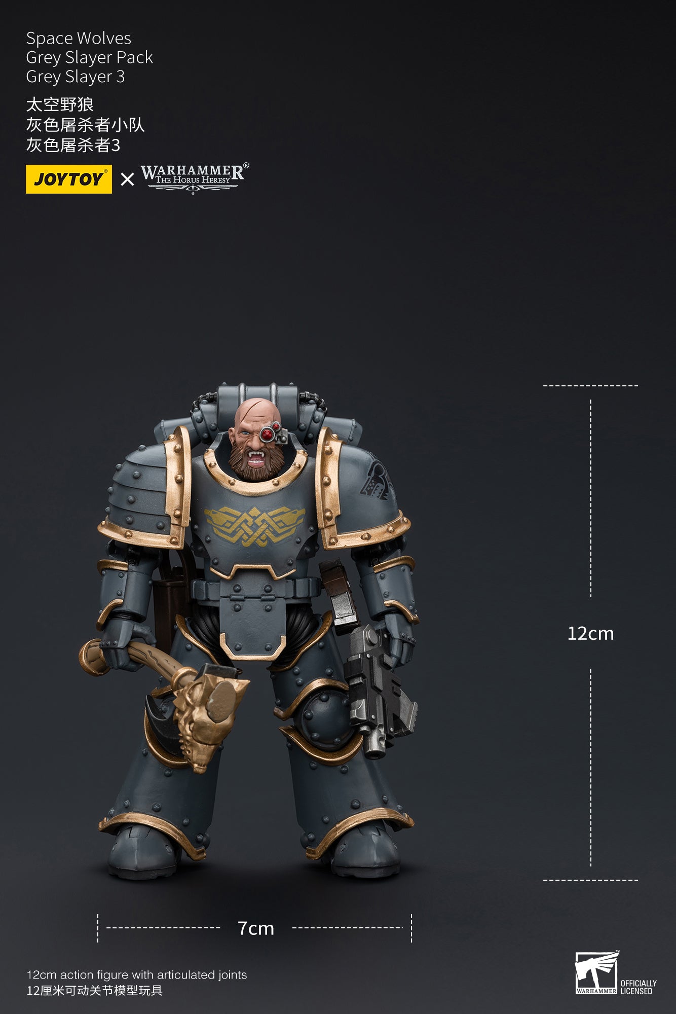 JOYTOY 1/18 Scale Warhammer The Horus Heresy Space Wolves Grey Slayer Action Figure Pack - Collectible Model for Display, Gaming & Warhammer 40K Battle Scenes