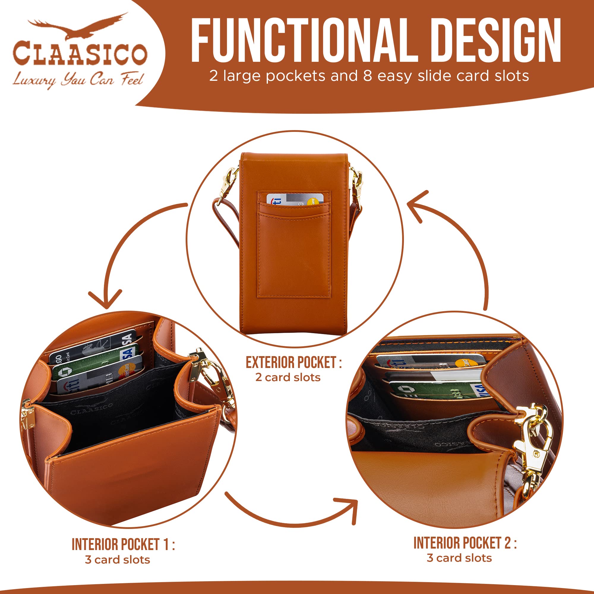 Classico Small Crossbody Phone Purse for Women - Fashionable Wallet Bag for Phone, Cards & Essentials | Perfect for Daily Use, Travel & Shopping