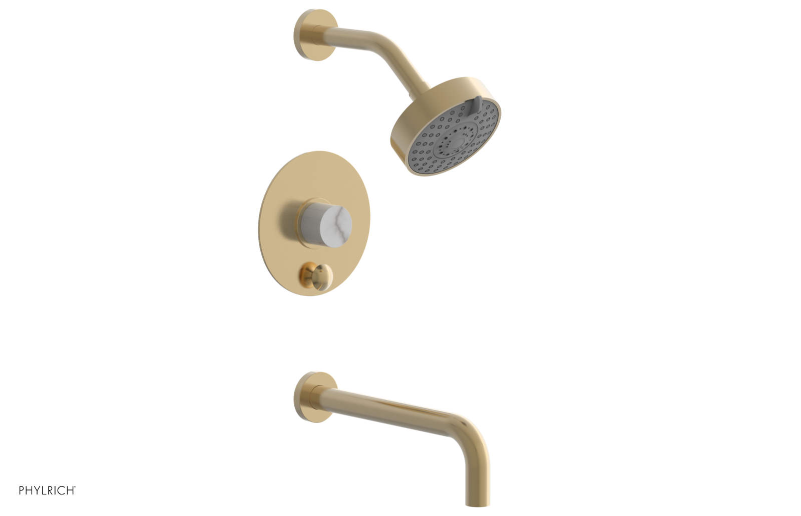 BASIC II 10 Pressure Balance Tub and Shower Set - White Marble Finish, 230 28 10 - Perfect for Bathroom Renovation & Modern Home Upgrade