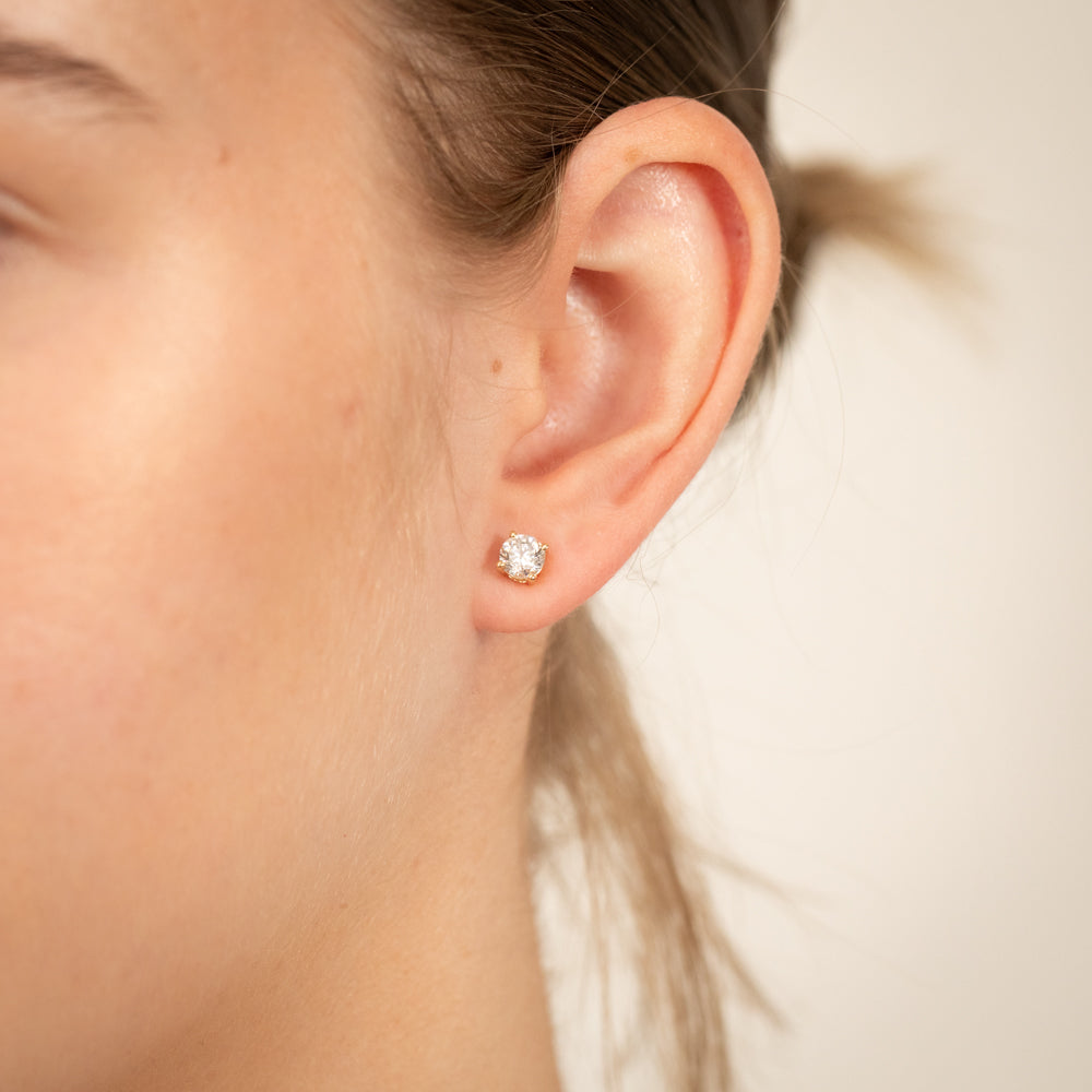 14K Yellow Gold Luminesce Lab Grown 1 Carat Diamond Screwback Solitaire Stud Earrings for Women - Perfect for Weddings, Anniversaries & Special Occasions