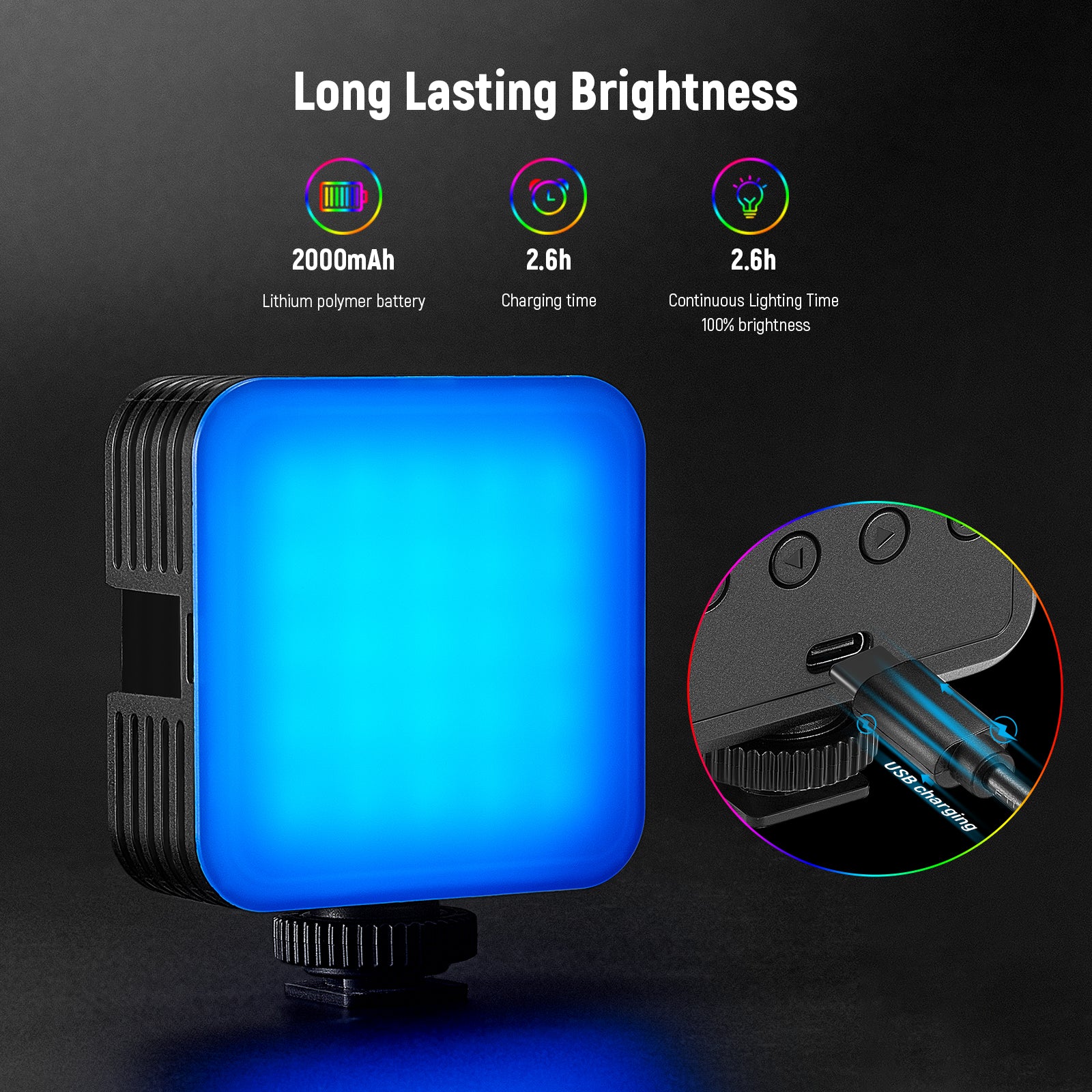 NEEWER RGB61 Magnetic LED Video Light with 360° Adjustable Stand - Perfect for YouTube, TikTok, Live Streaming & Photography Lighting